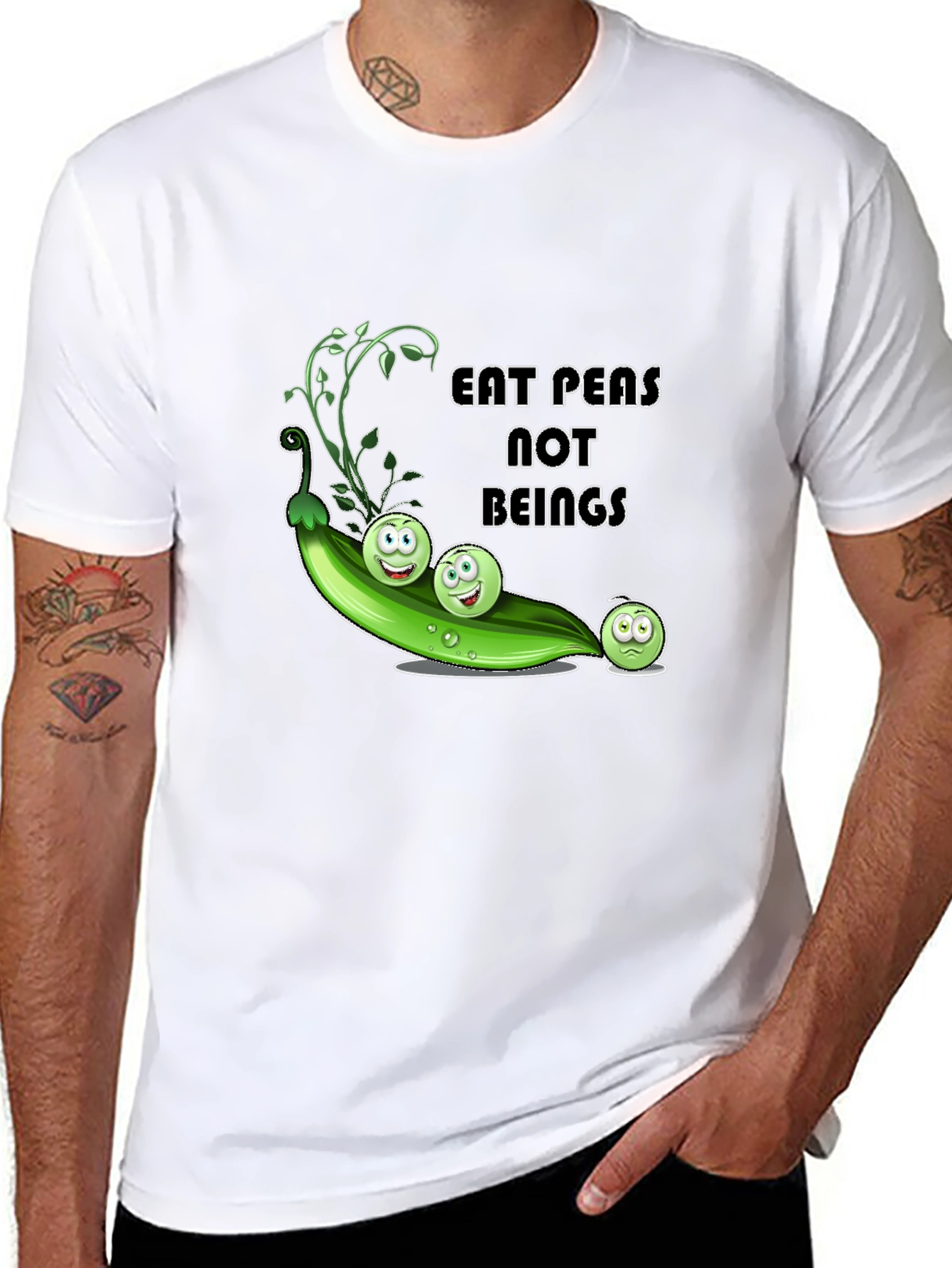Eat Peas Not Beings Vegan Graphic T-Shirt - 8
