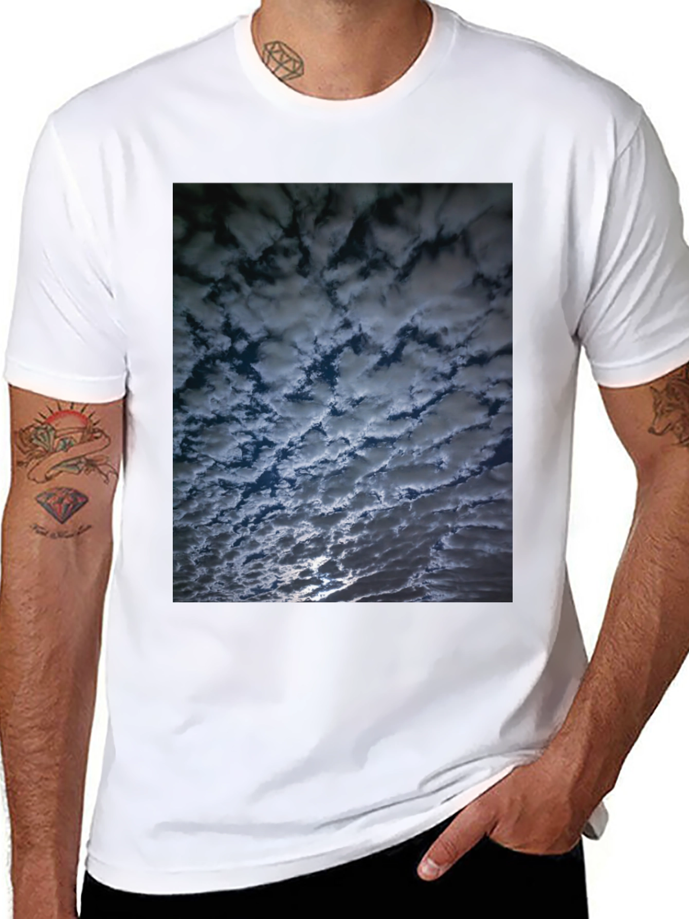 Black Cloudscape Graphic Tee - Black Cotton Comfort view 8