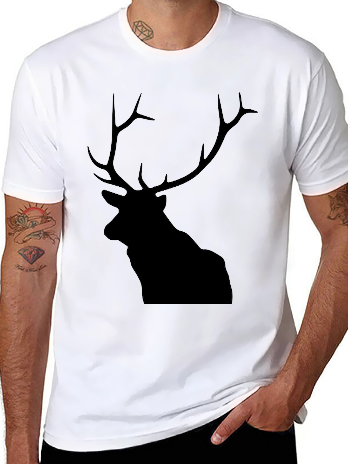 Black Black Deer Graphic Tee - Mens Short Sleeve Shirt view 8