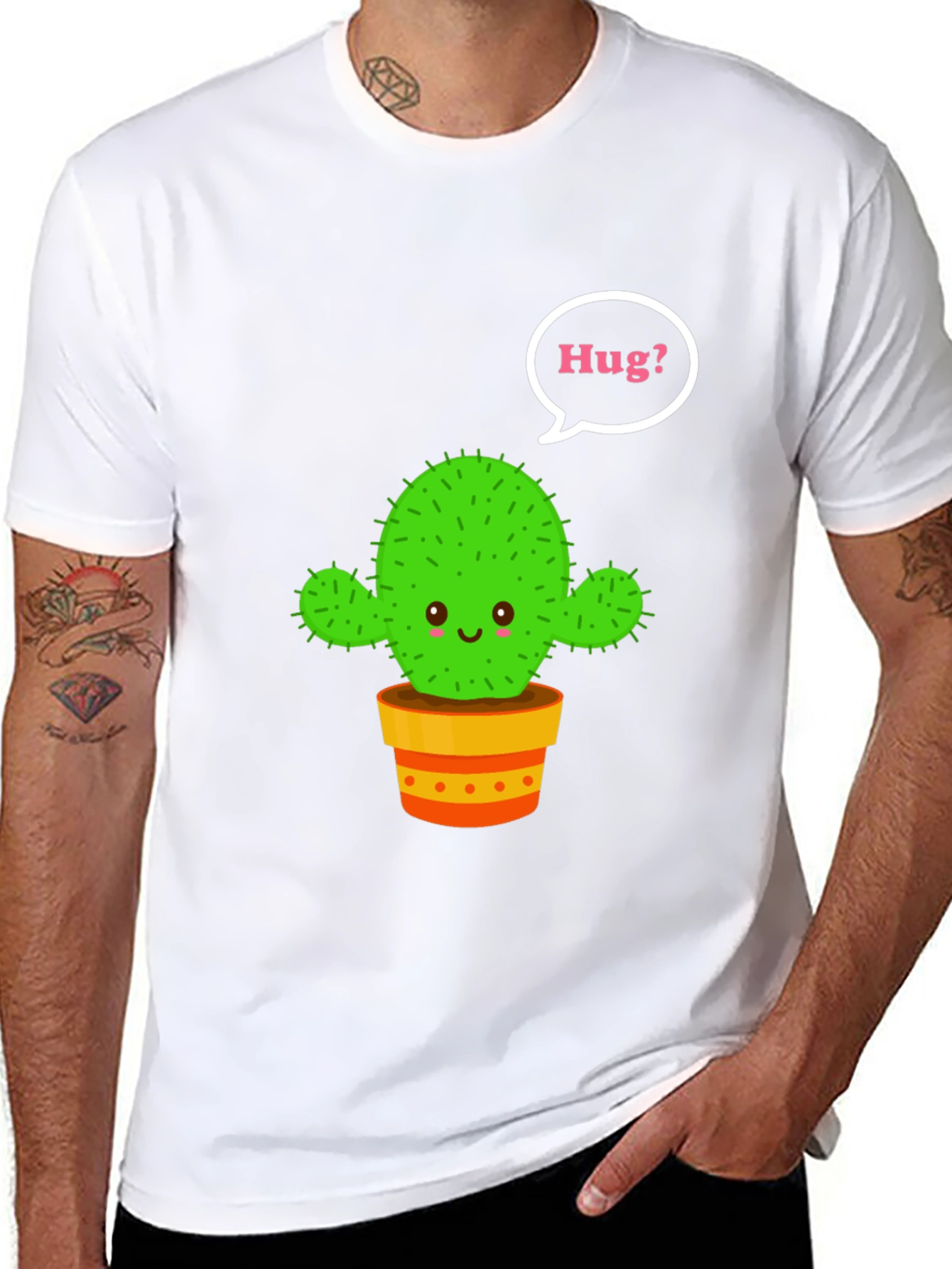 Black Cactus Hug T-Shirt - Cute Graphic Tee view 8