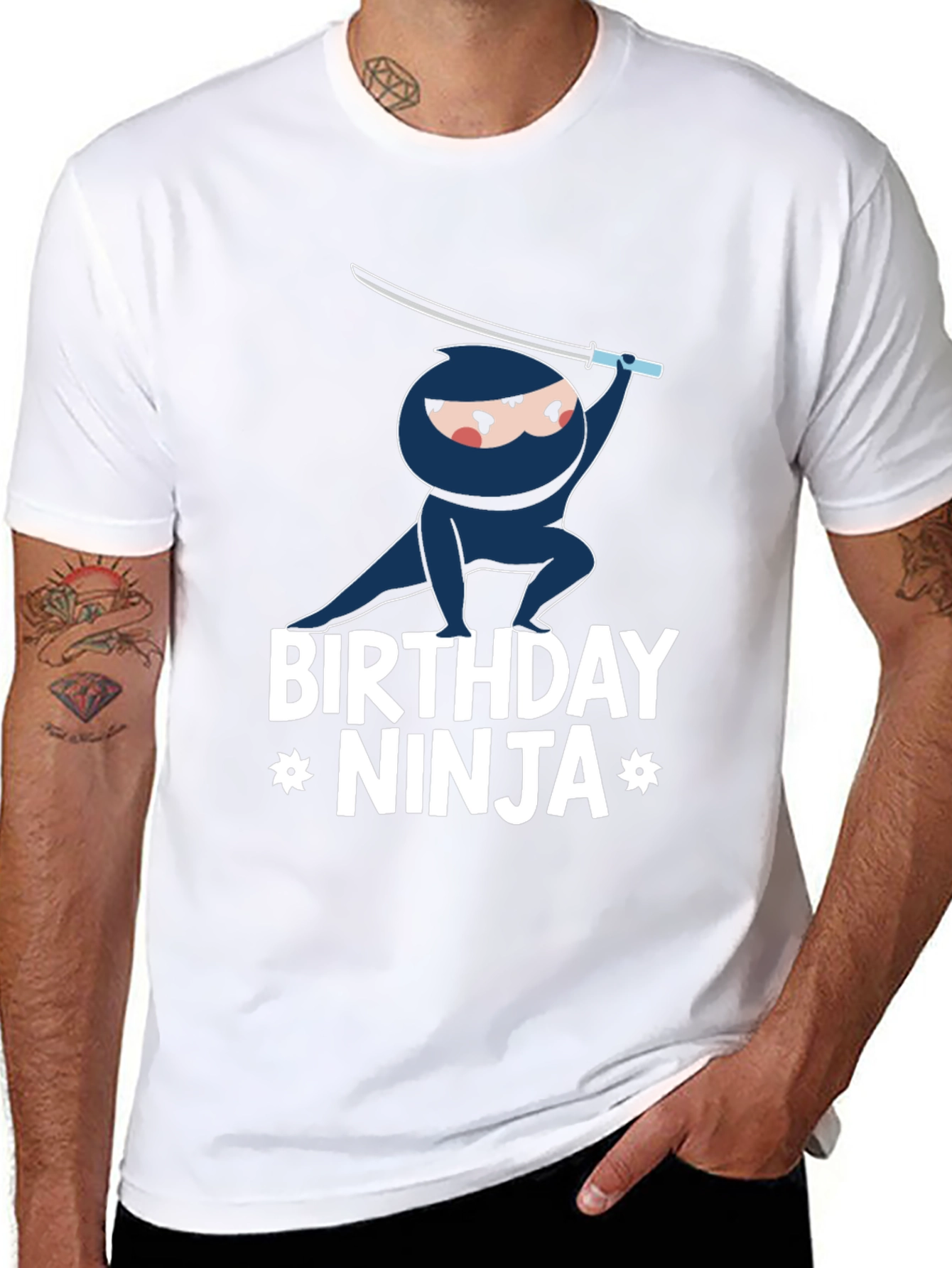 Black Birthday Ninja Graphic T-Shirt view 8