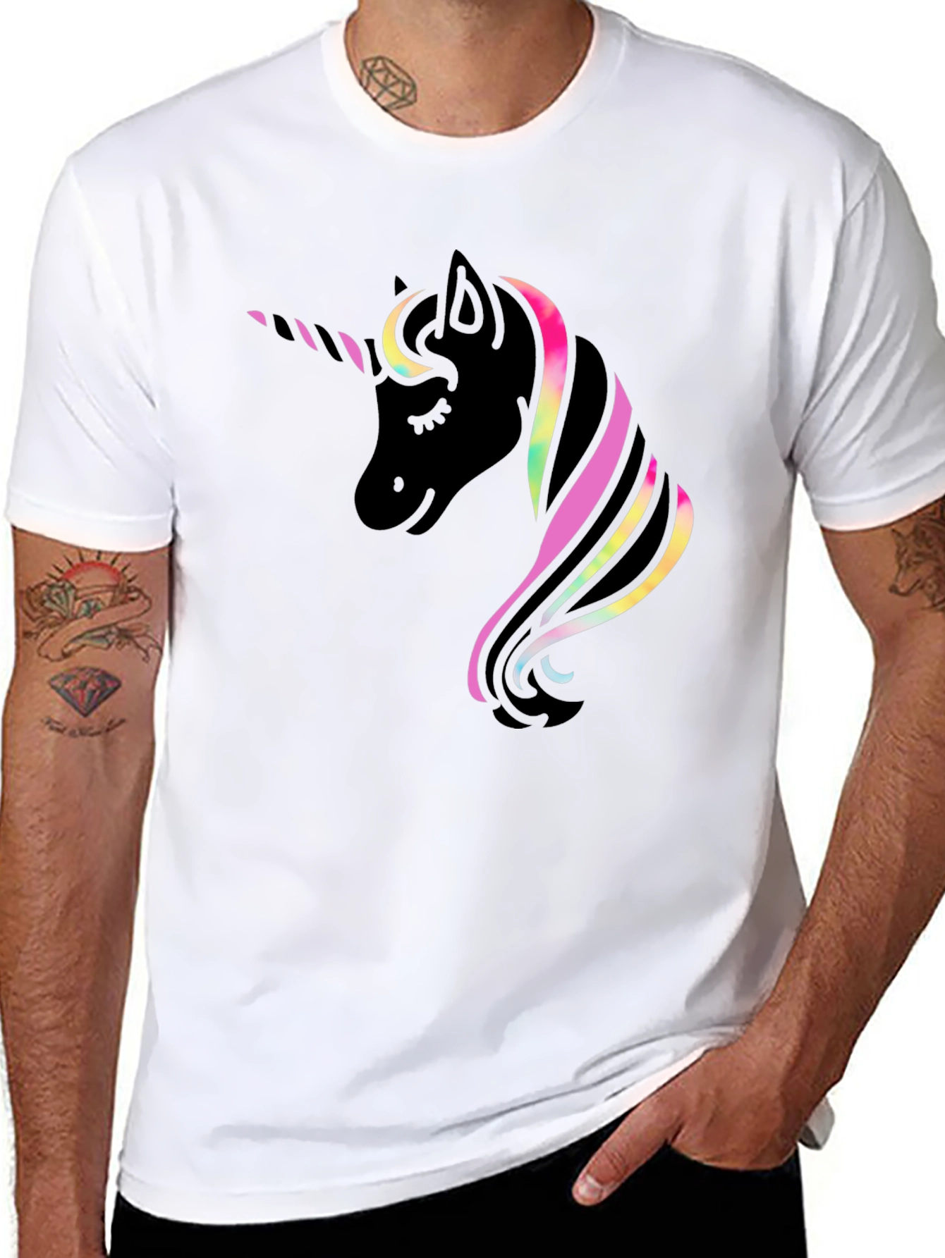 Black Unicorn Graphic Black T-Shirt view 8