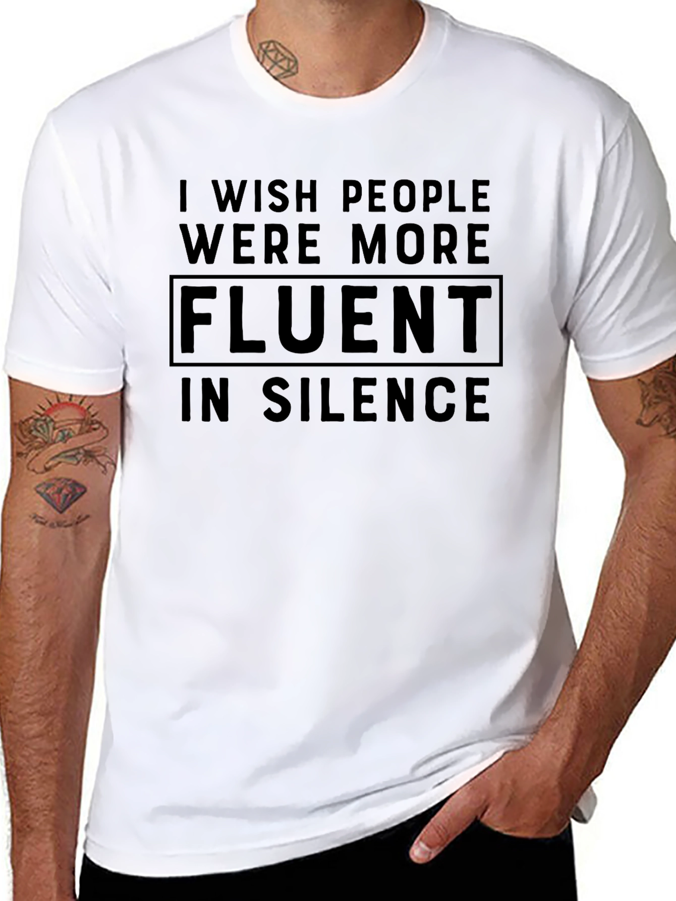 Black Fluent In Silence Graphic Tee - Black Cotton Blend view 8