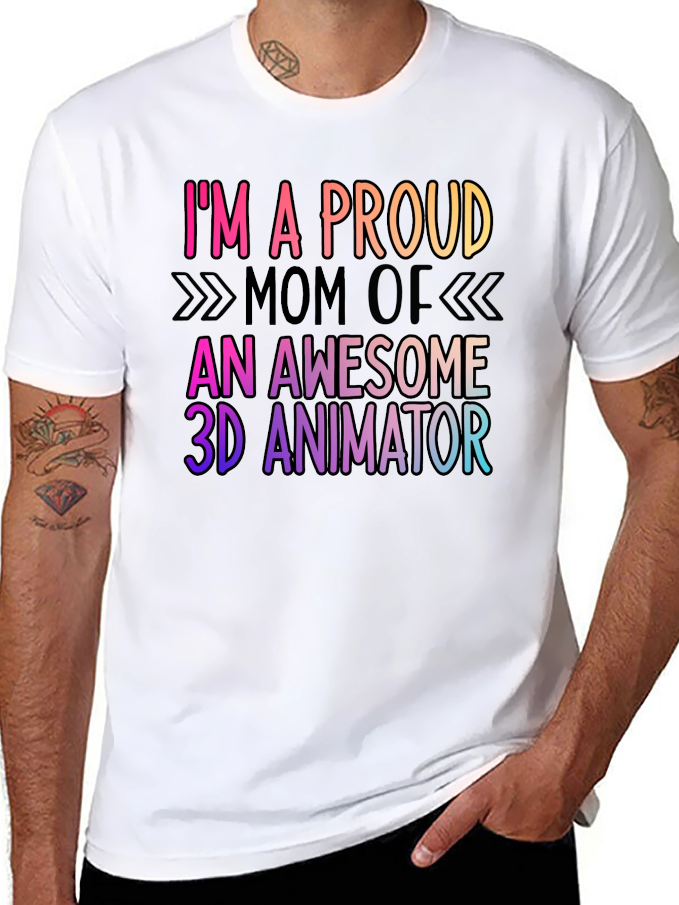 Black Proud Mom of 3D Animator Graphic Tee view 8