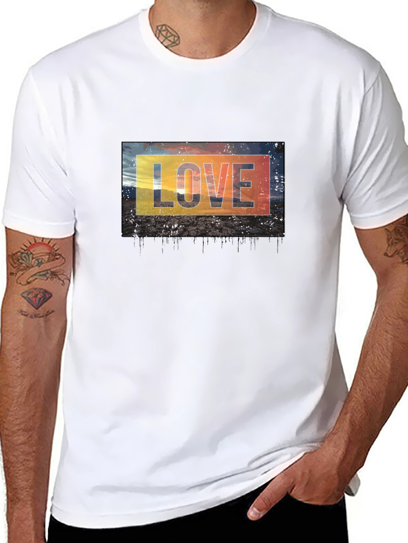 Black Love Graphic Tee - Black Cotton Blend Casual T-Shirt view 8