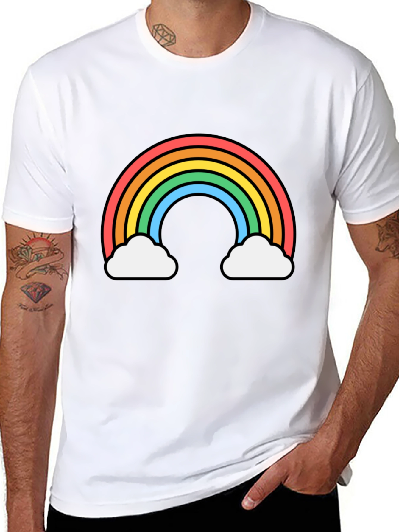 Black Rainbow Cloud Graphic Tee - Black Unisex T-Shirt view 8
