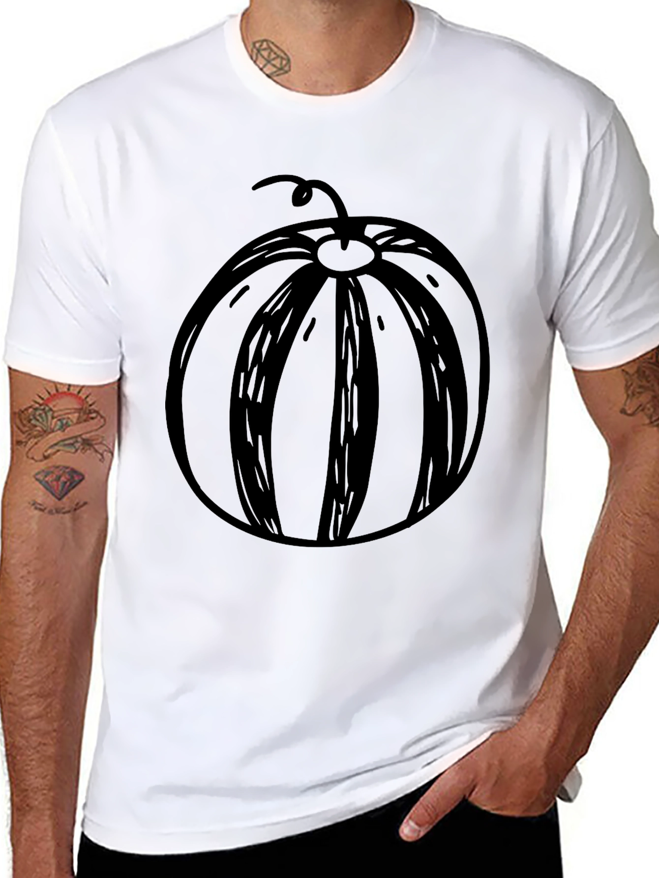 Black Whimsical Watermelon Graphic T-Shirt - Casual Cool view 8