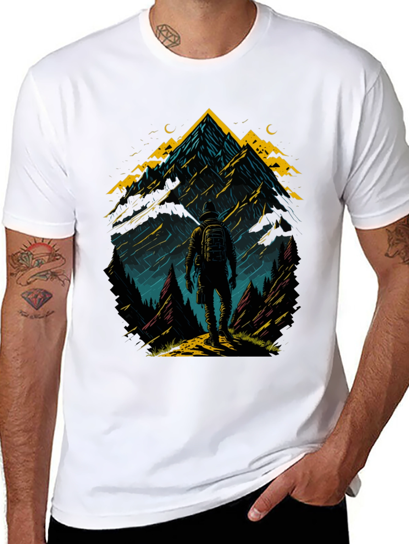 Black Mountain Adventure T-Shirt: Hiker Graphic Tee view 8