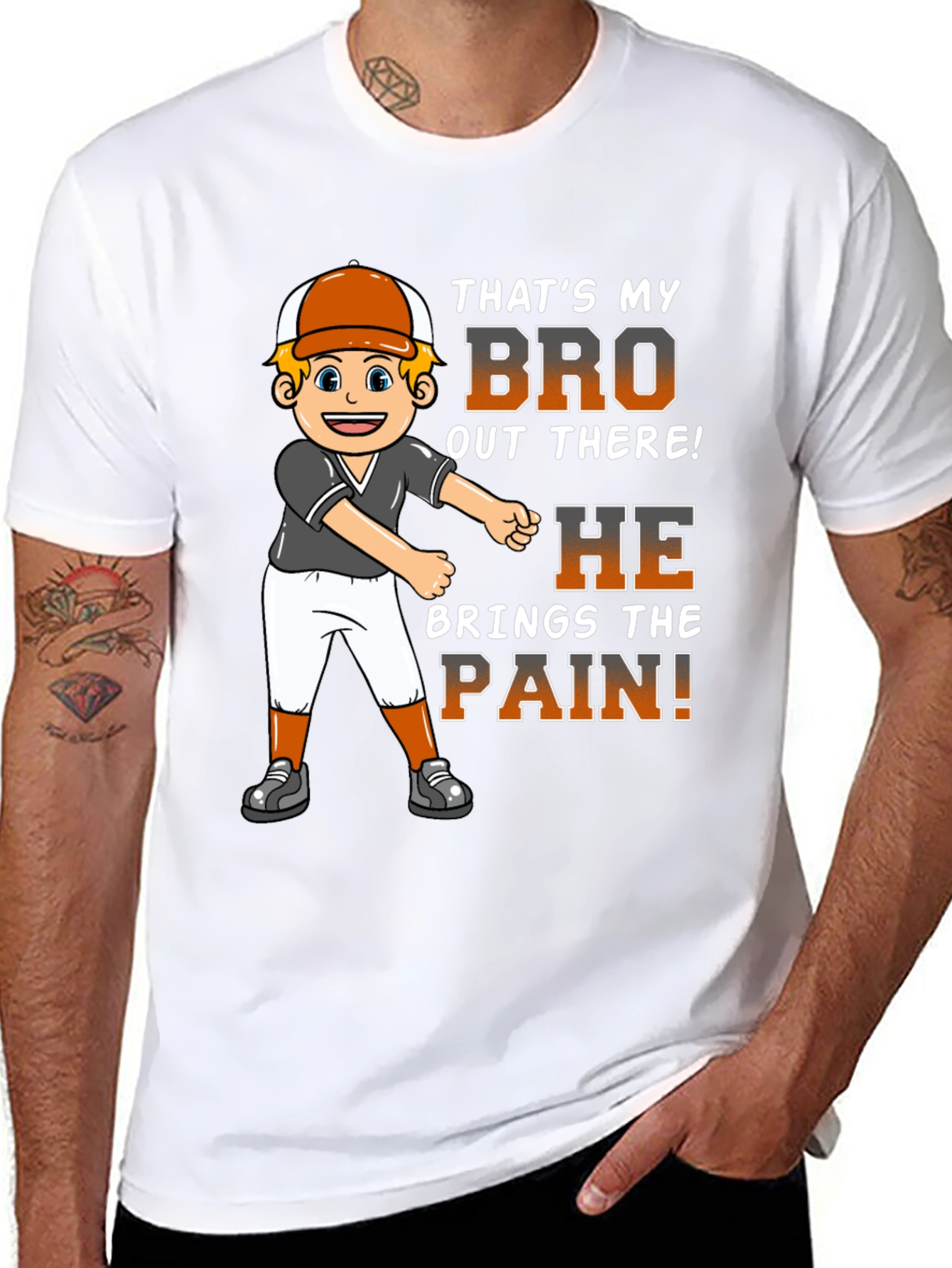 Black Baseball Bro T-Shirt - That's My Bro Out There! view 8