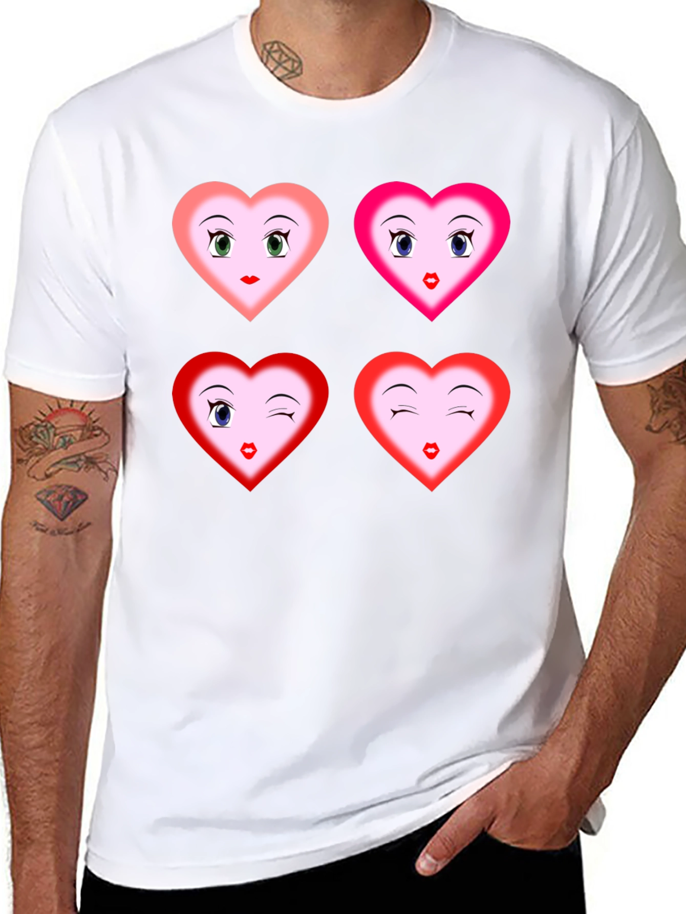 Black Heart Faces Graphic Tee - Fun, Unique Design view 8