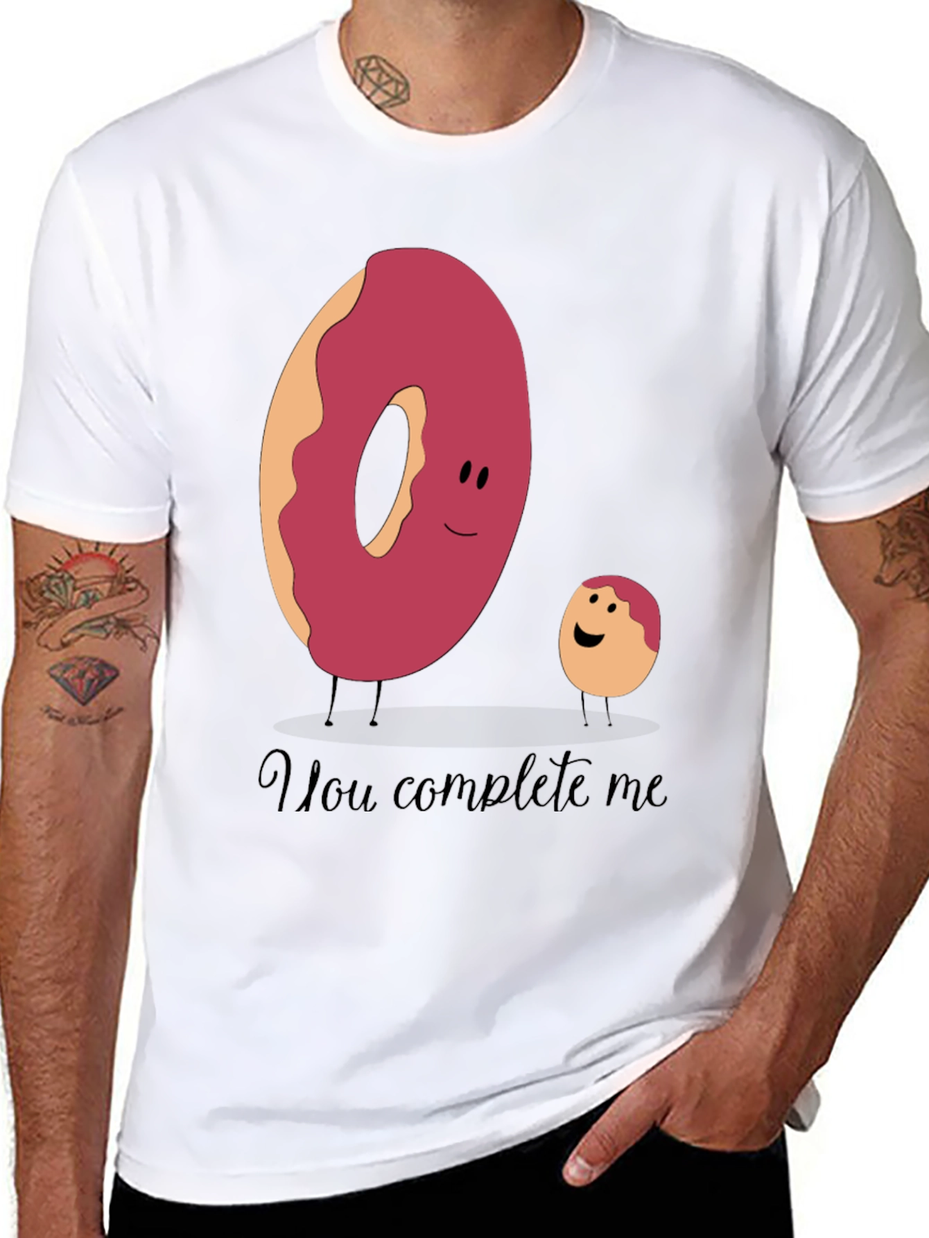 Black You Complete Me Donut Tee - Funny Foodie T-Shirt view 8