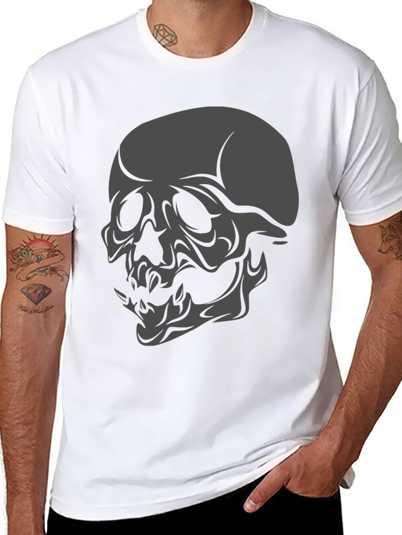 Black Skull Graphic Black T-Shirt view 8