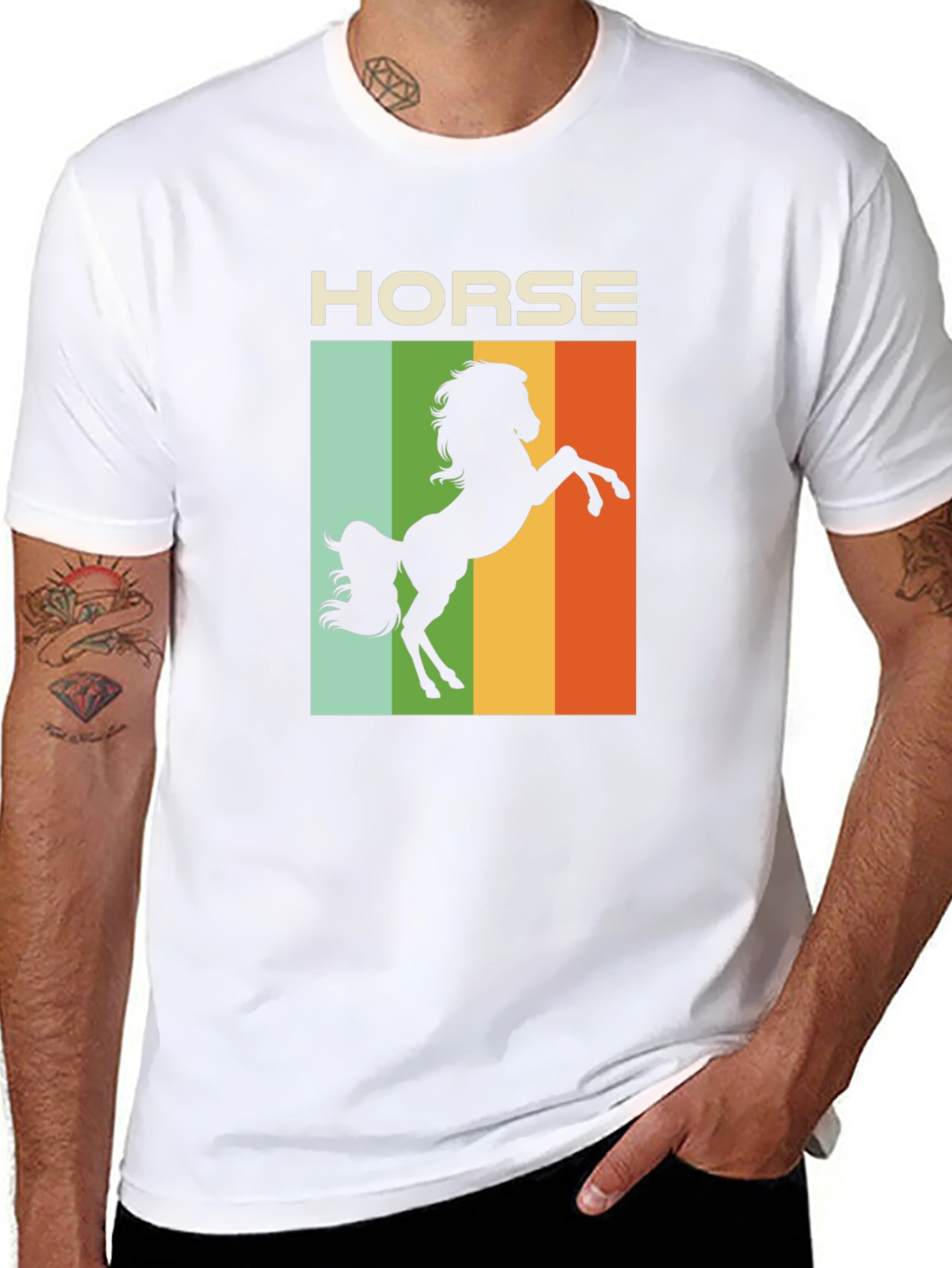Black Retro Horse T-Shirt - Equestrian Style view 8