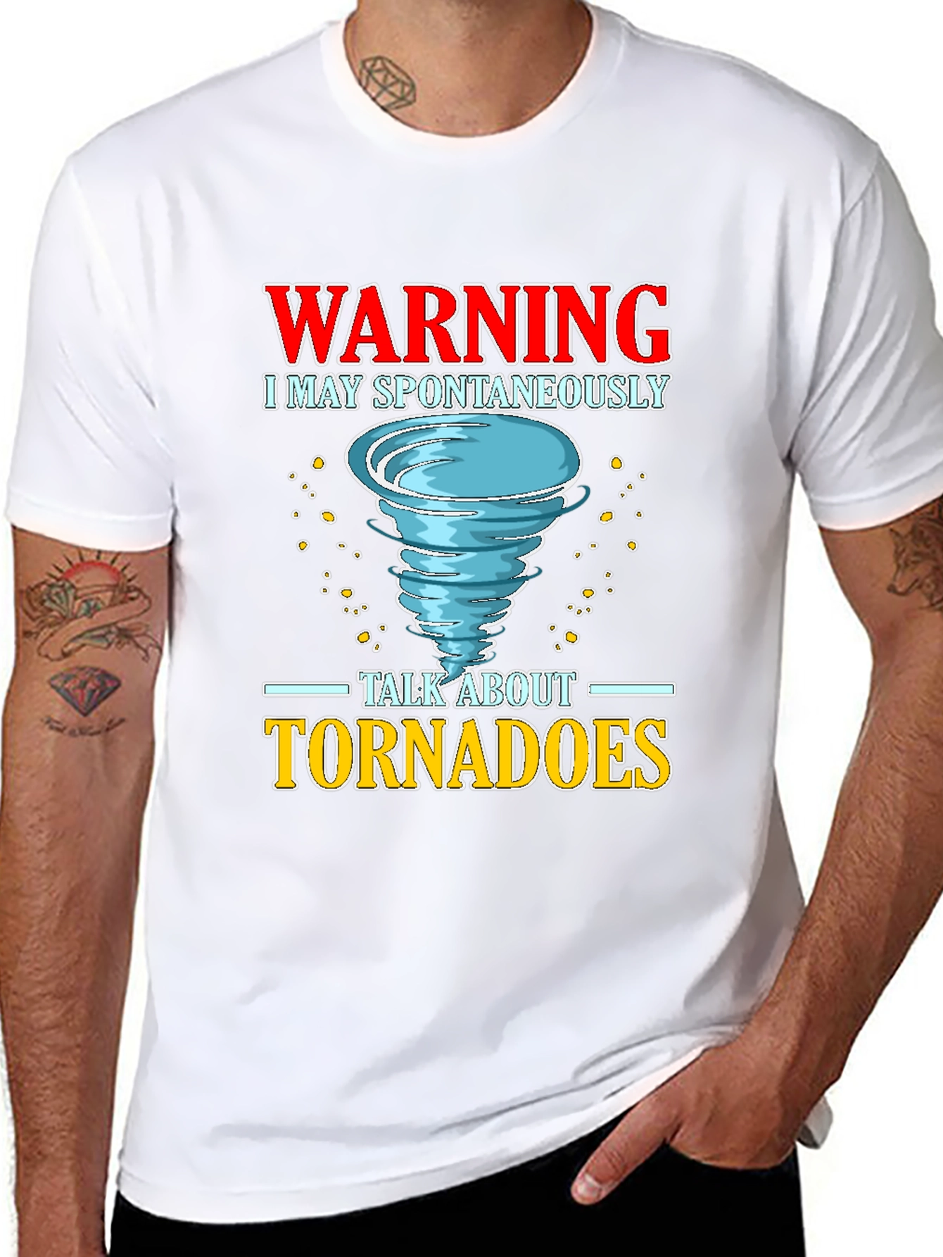 Black Warning Tornado Funny Graphic T-Shirt view 8