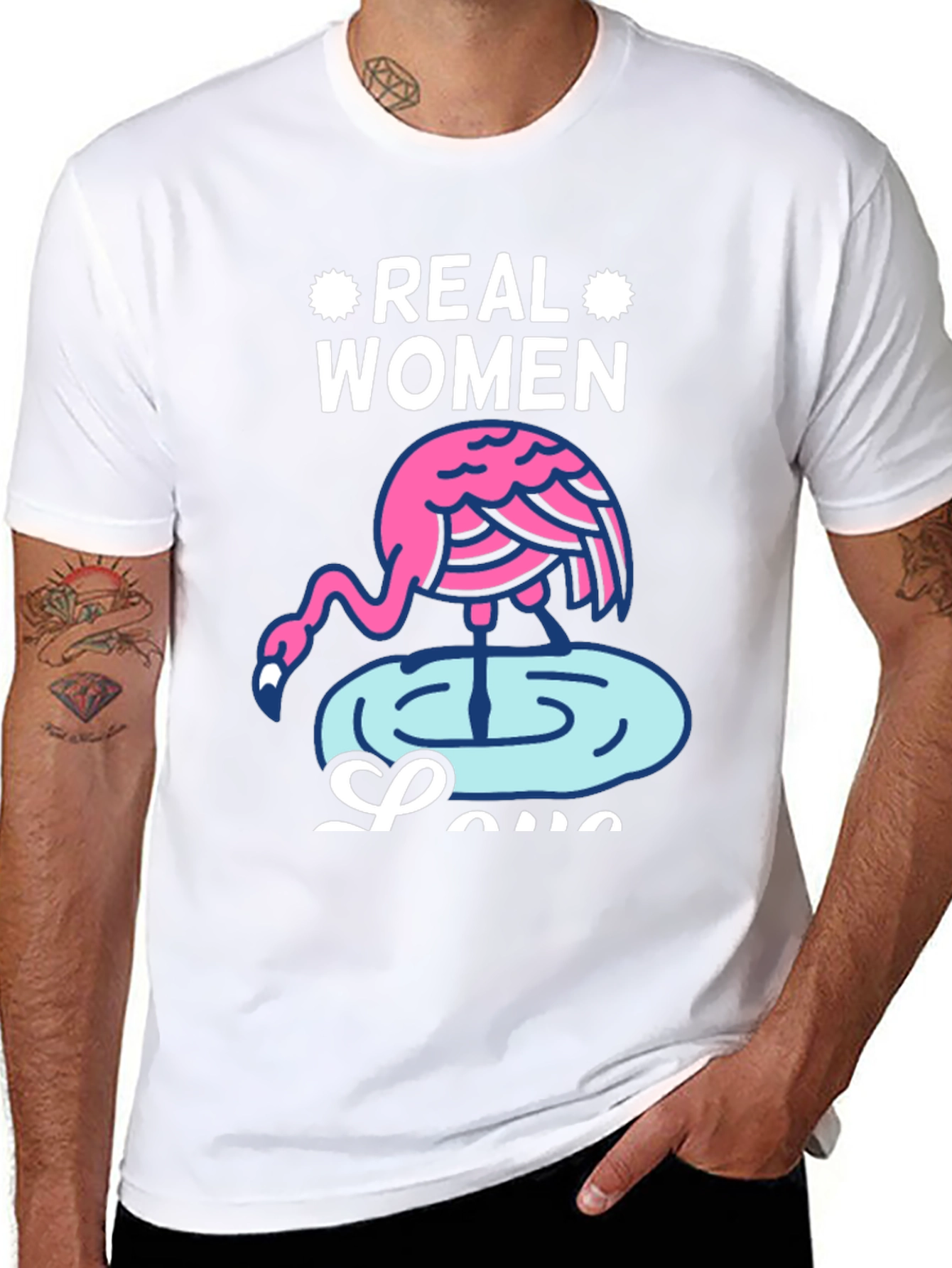 Black Real Women Love Flamingos Graphic T-Shirt view 8