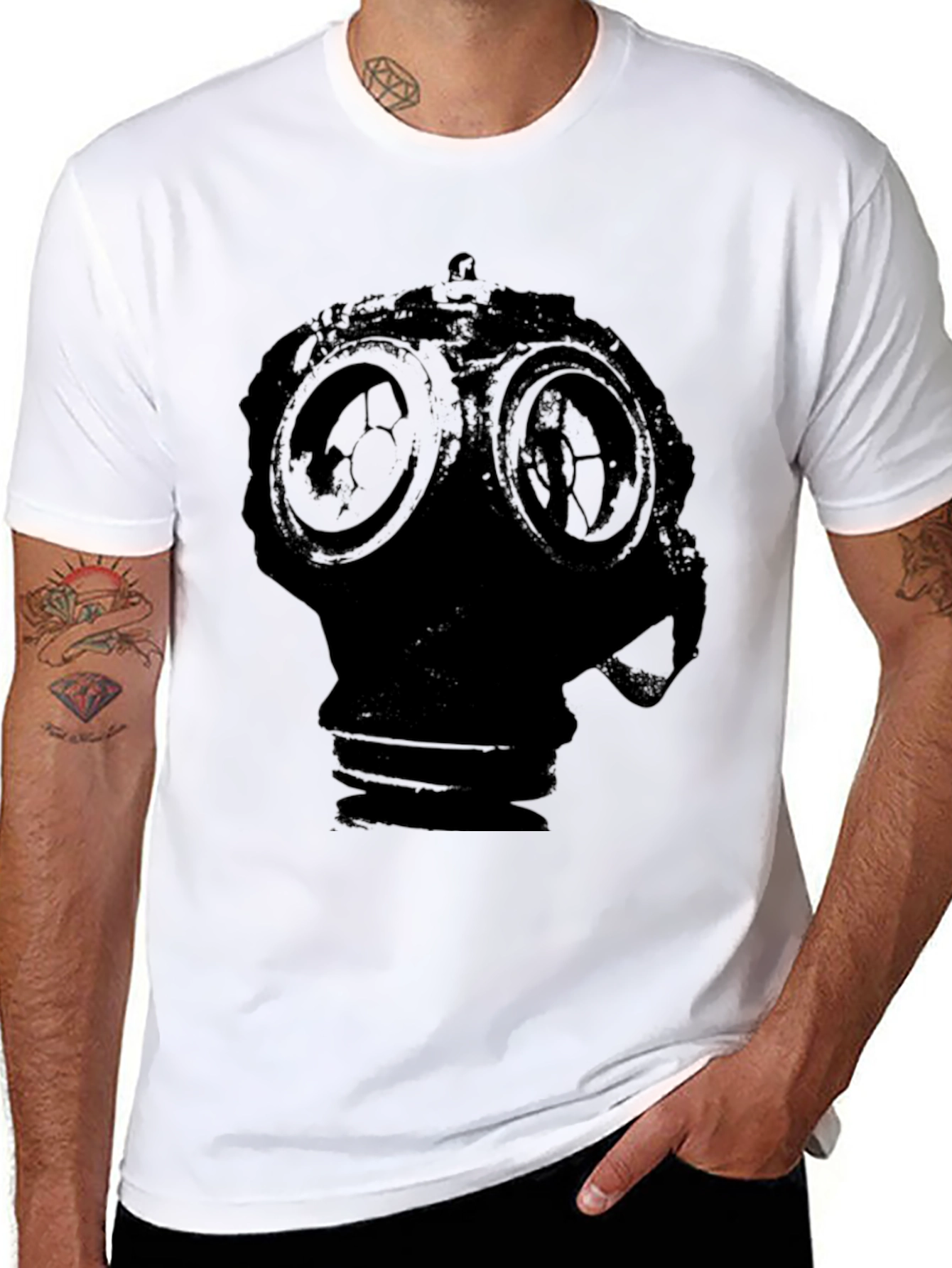 Black Gas Mask Graphic T-Shirt - Dark Style view 8