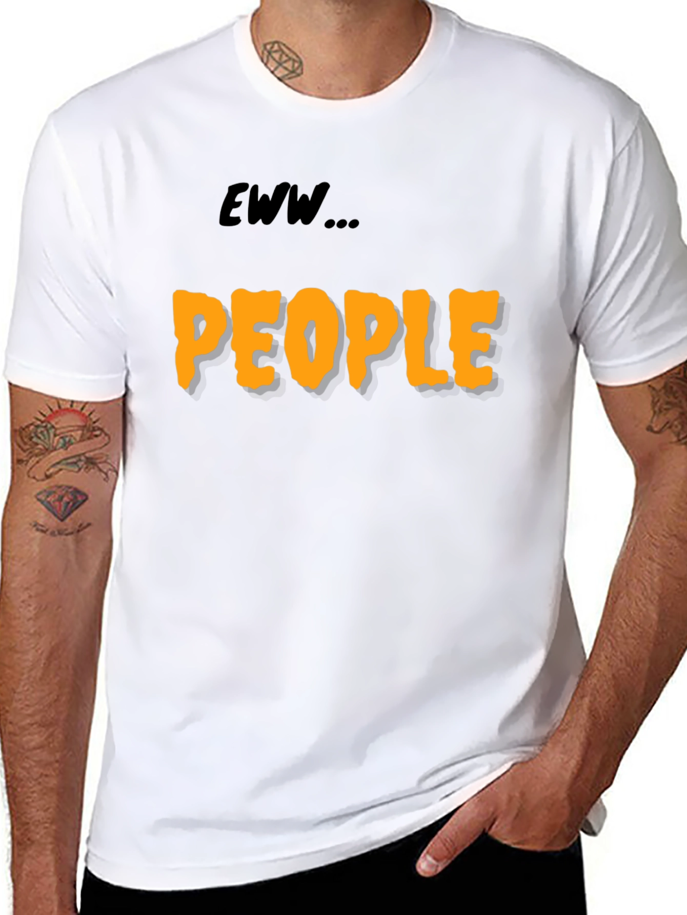 Black Eww People Graphic Tee - Black Cotton Comfort view 8