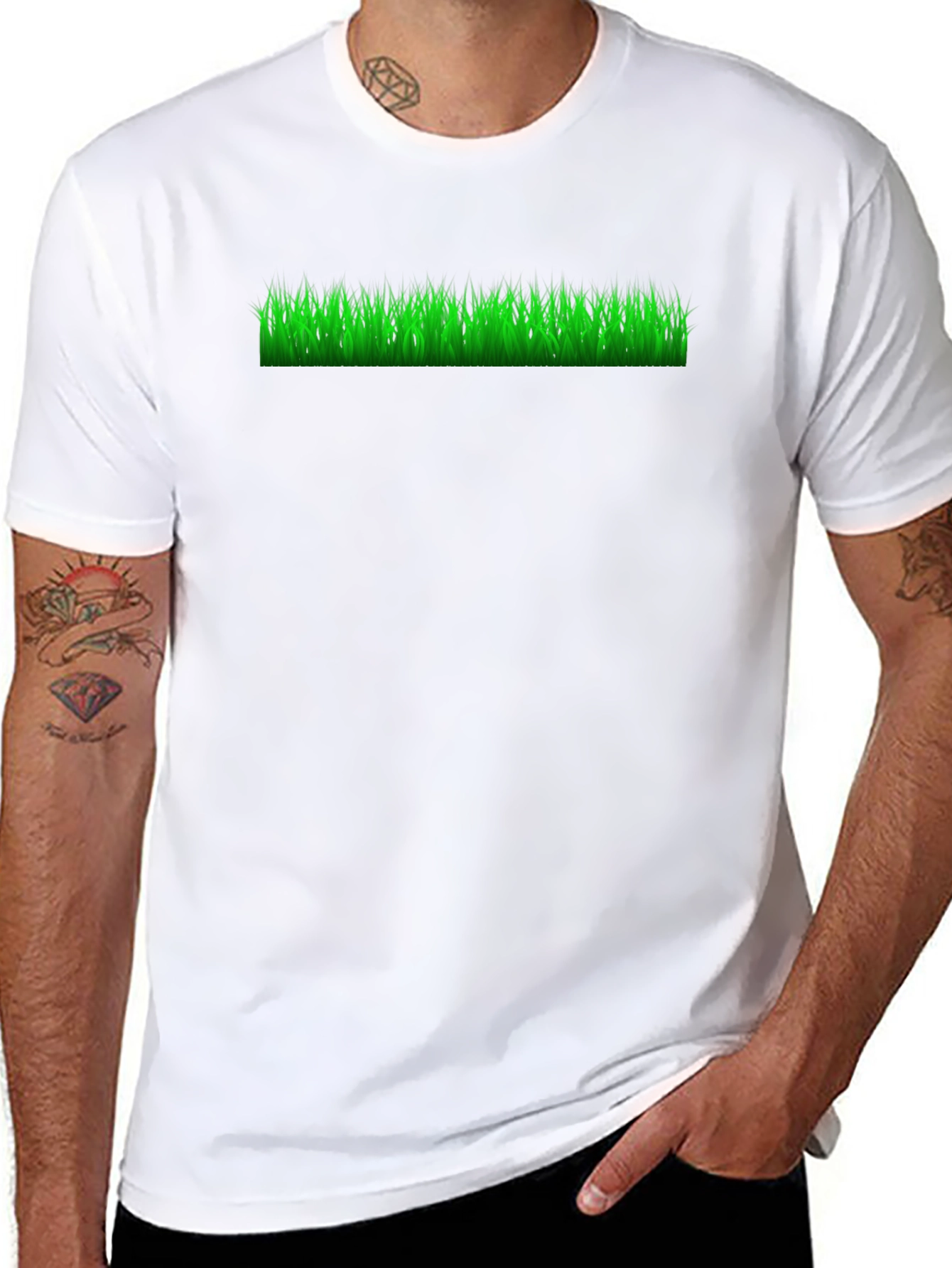 Black Green Grass Graphic Black T-Shirt view 8