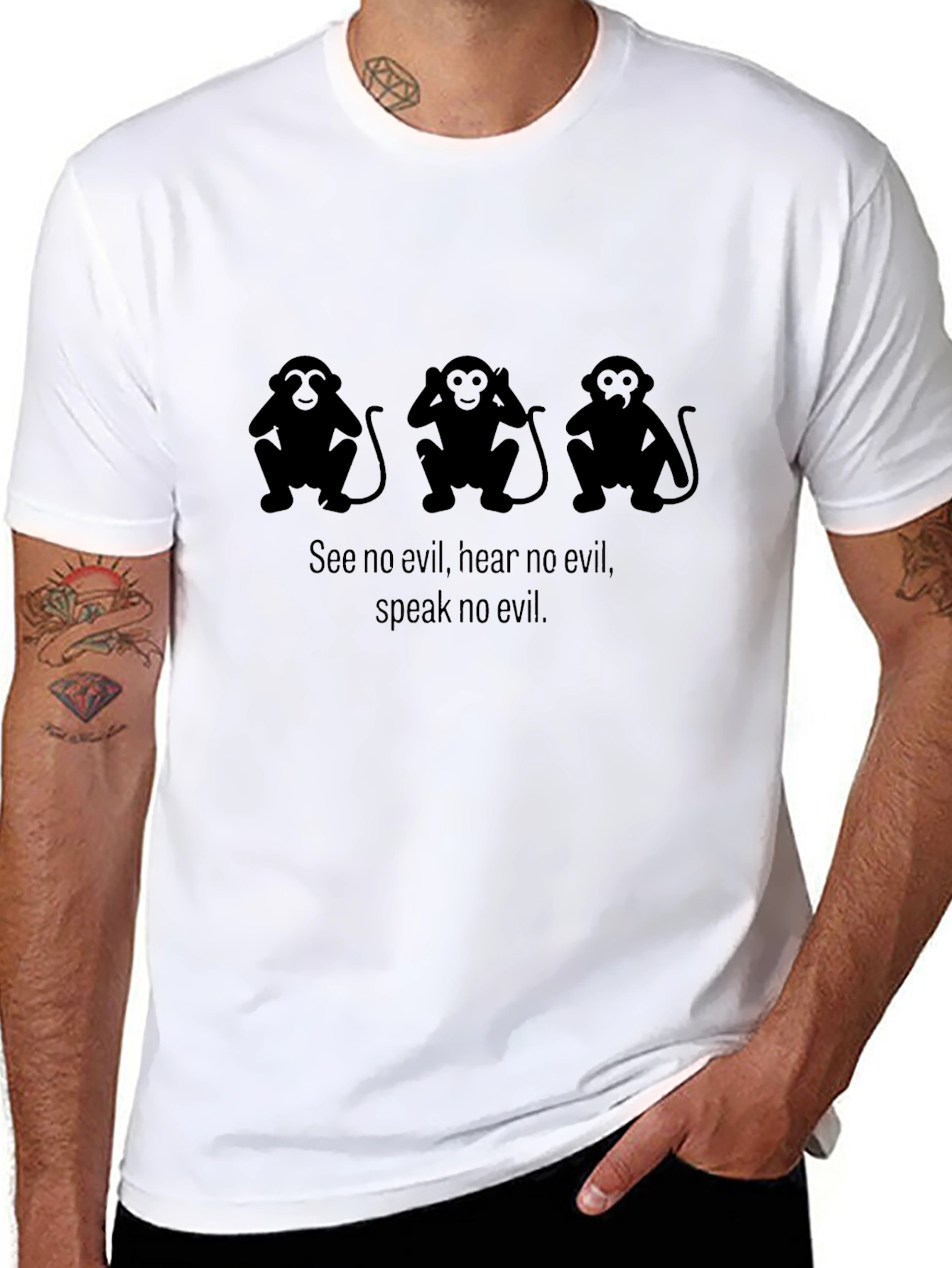 Black See No Evil Graphic Tee - Hear, Speak No Evil view 8