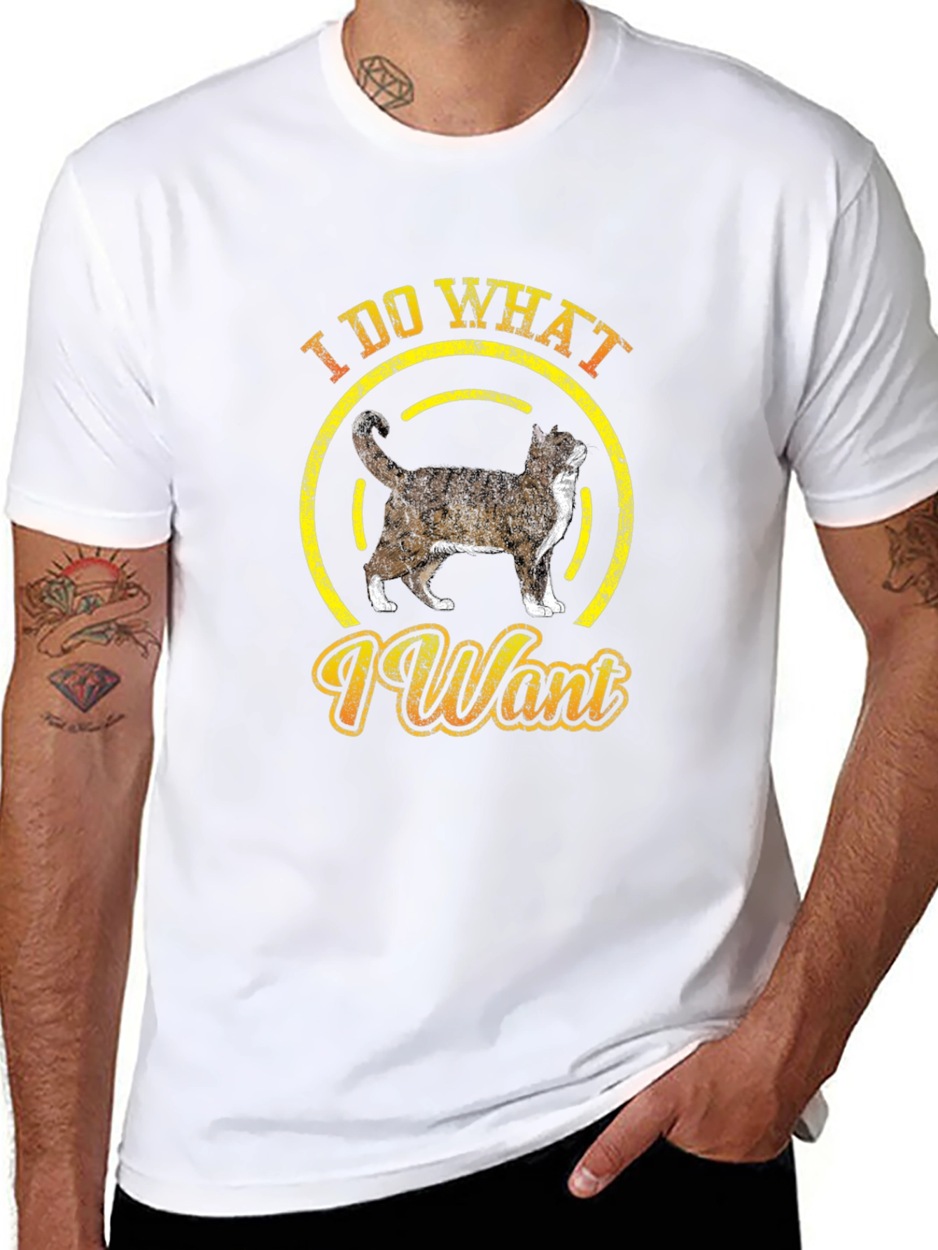 Black I Do What I Want Cat T-Shirt Funny Graphic Tee view 8