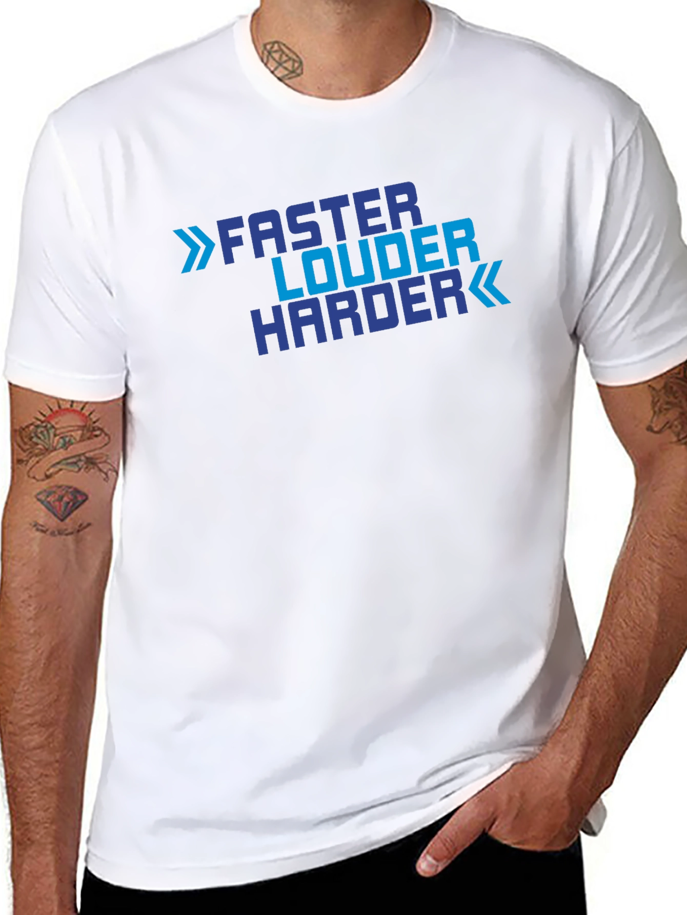 Black Faster Louder Harder Graphic Tee view 8