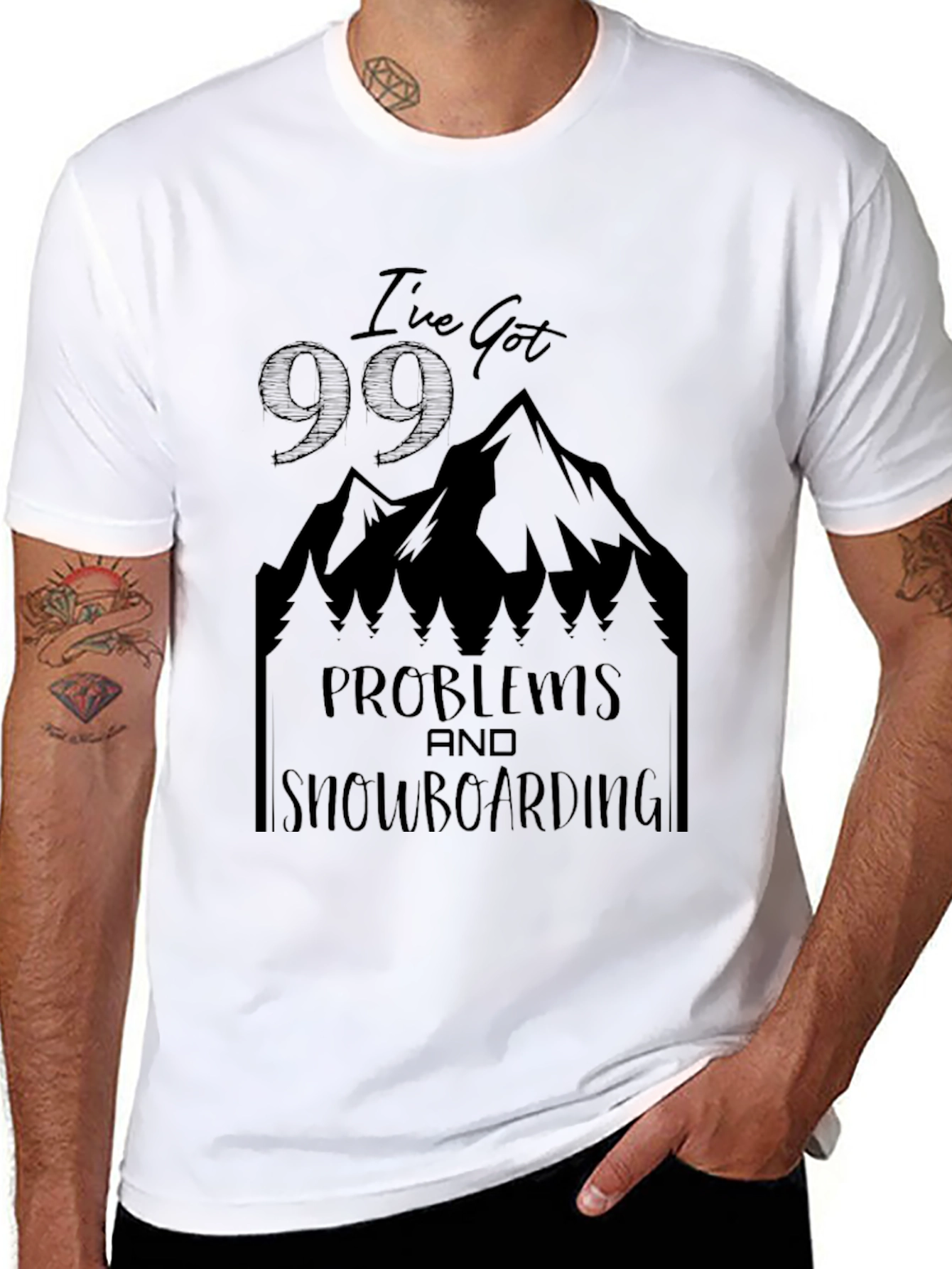 Black I've Got 99 Problems Snowboarding T-Shirt view 8