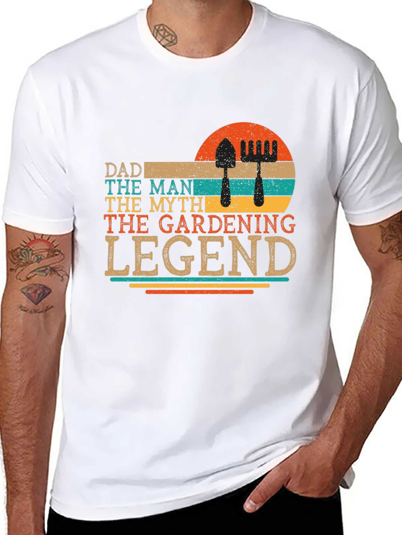 Black Dad Gardening Legend Retro Graphic Tee view 8