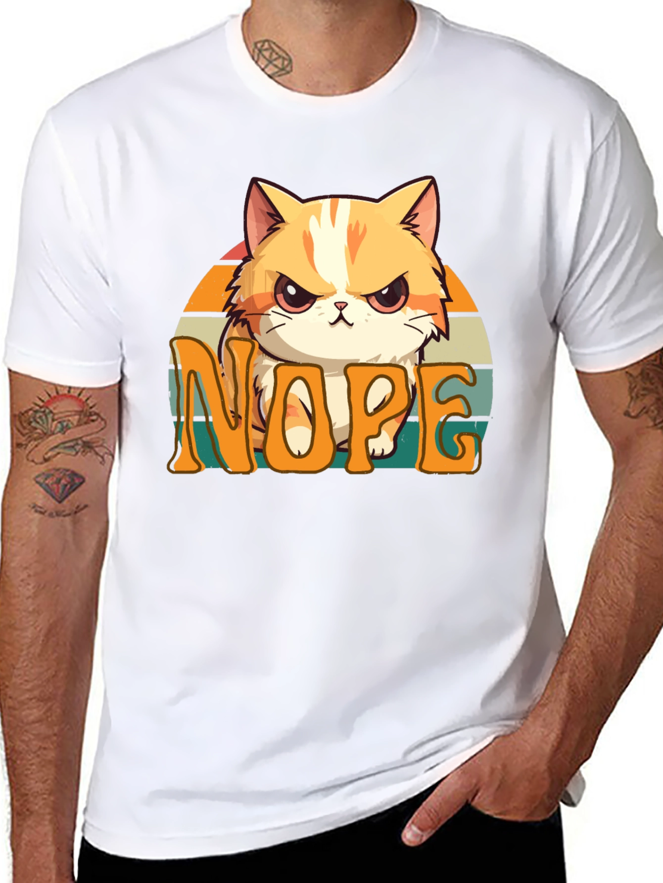 Black Nope Cat Graphic Tee - Unisex Comfort view 8