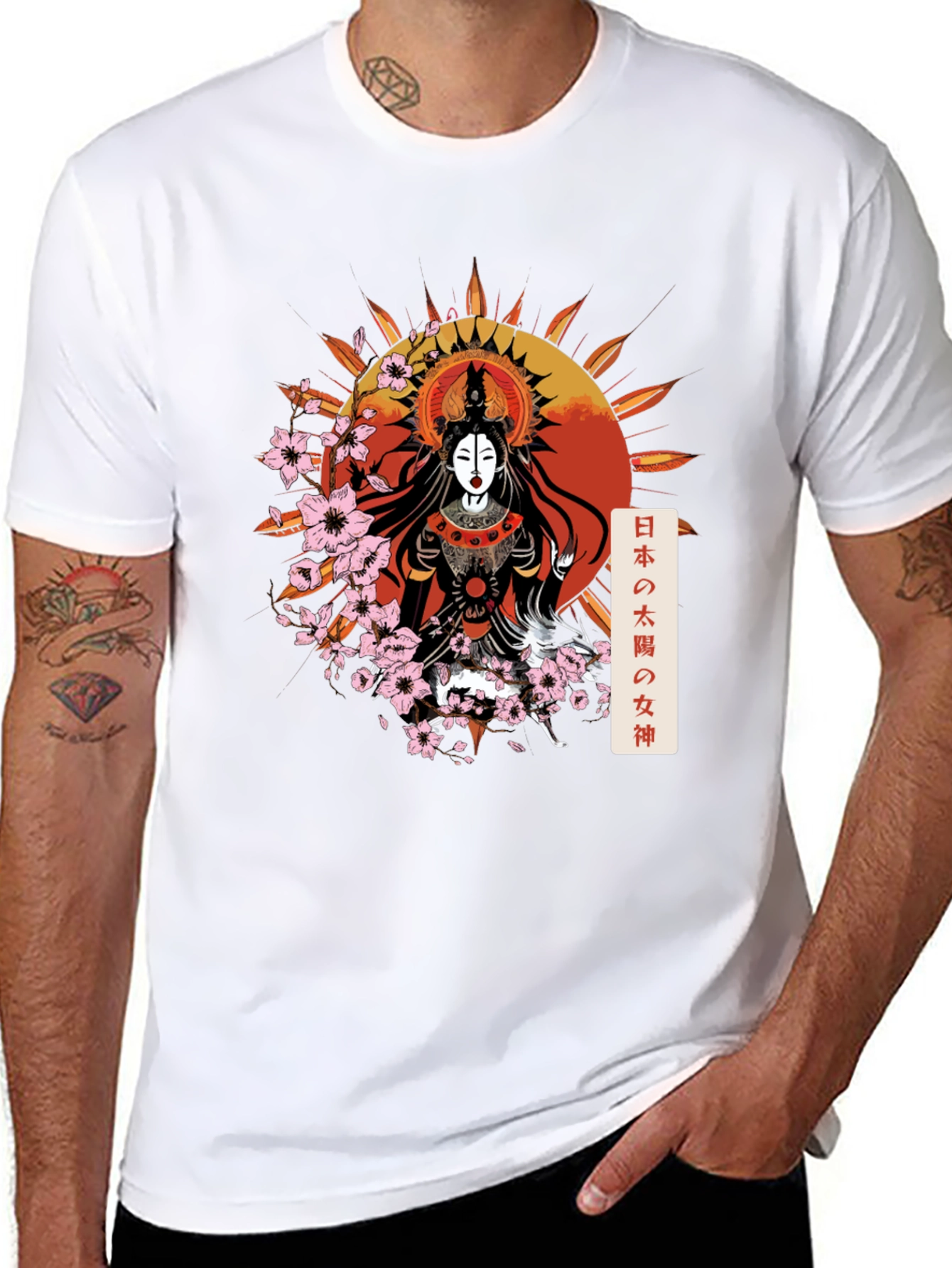 Black Japanese Goddess Graphic Tee view 8
