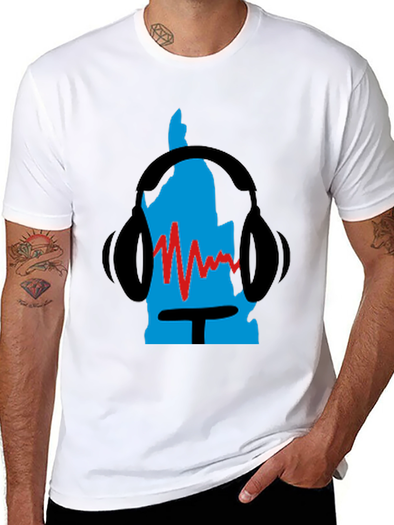 Black Retro Music Headphone Graphic Tee - Black view 8