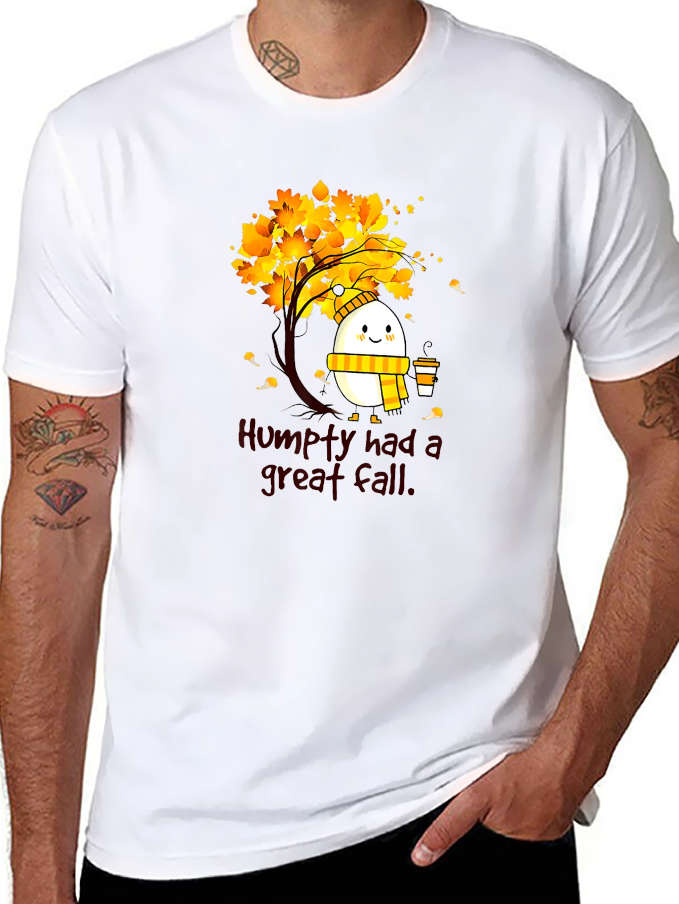 Black Humpty Great Fall Tee - Autumnal Humor Shirt view 8