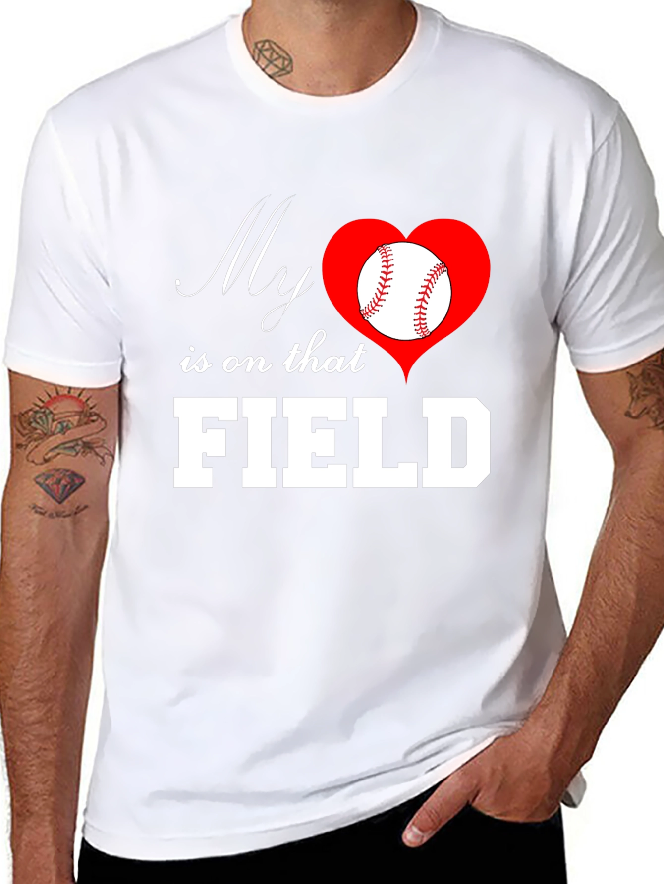 Black Baseball Mom T-Shirt: My Heart is on That Field view 8