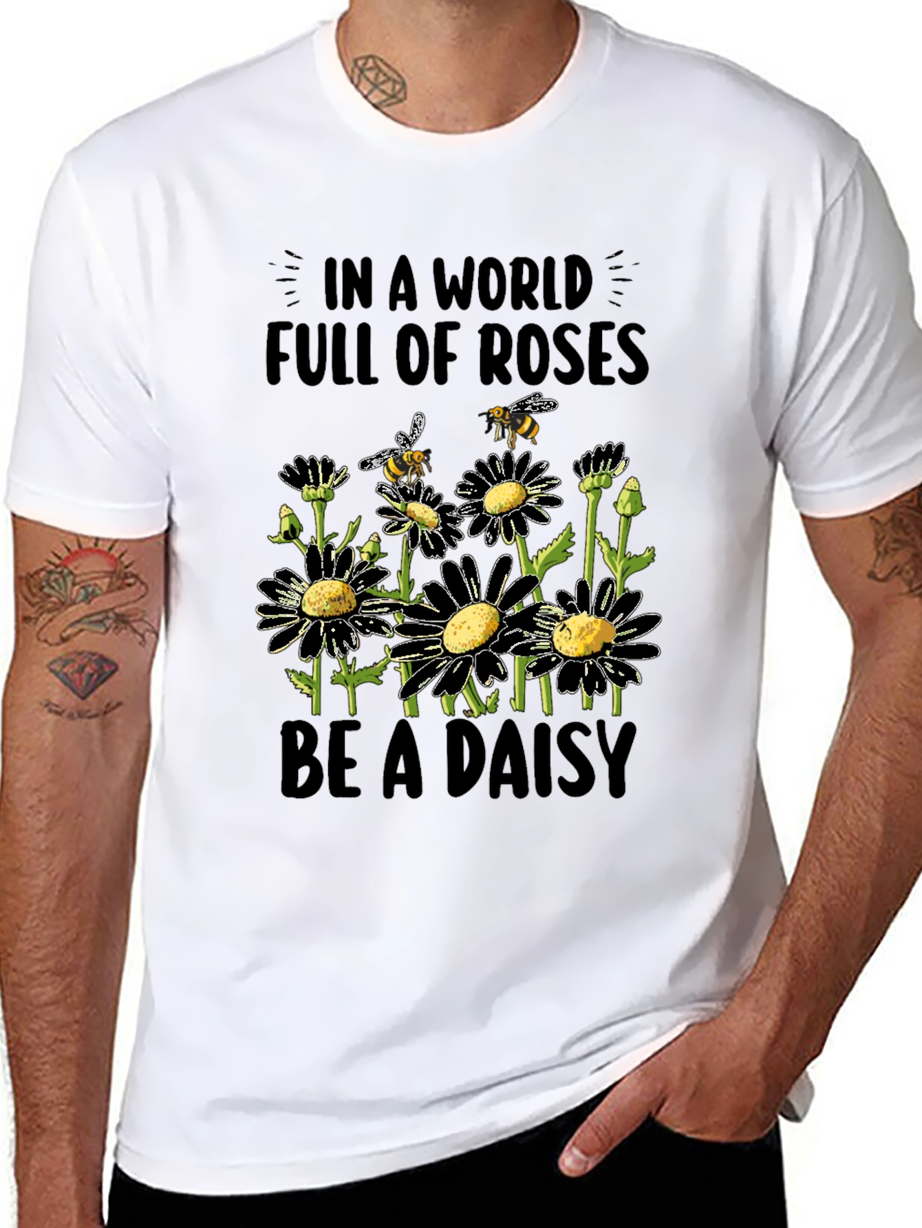 Black Daisy Bee Graphic Tee - Be a Daisy in a World of Roses view 8