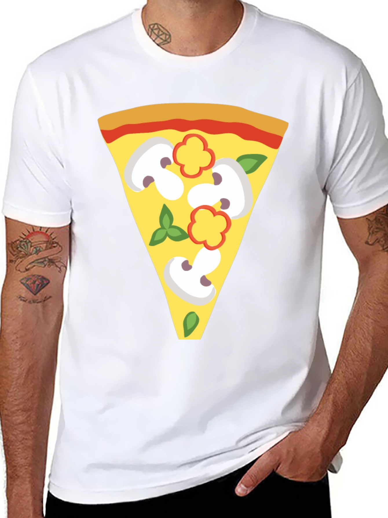 Black Pizza Slice Graphic Tee - Unique Foodie T-Shirt view 8