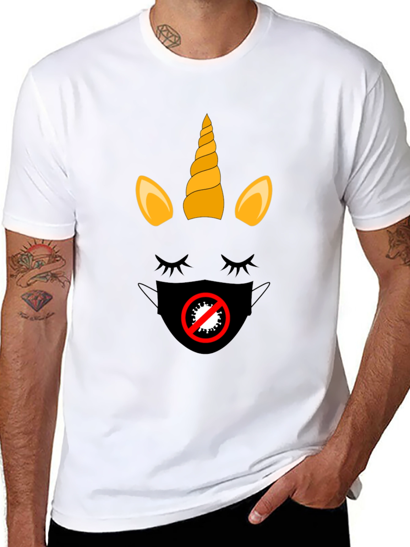 Black Unicorn Mask T-Shirt - Stylish Protection view 8