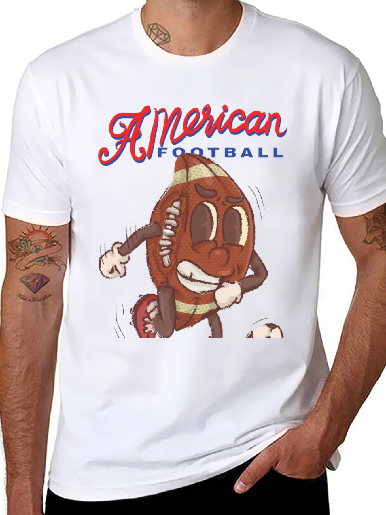 Black American Football Cartoon Tee view 8