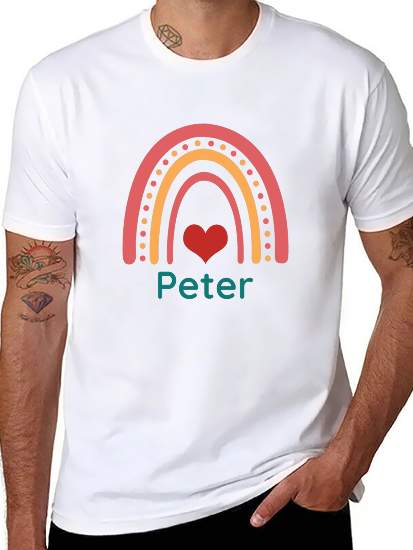 Black Personalized Rainbow Name T-Shirt - Peter view 8