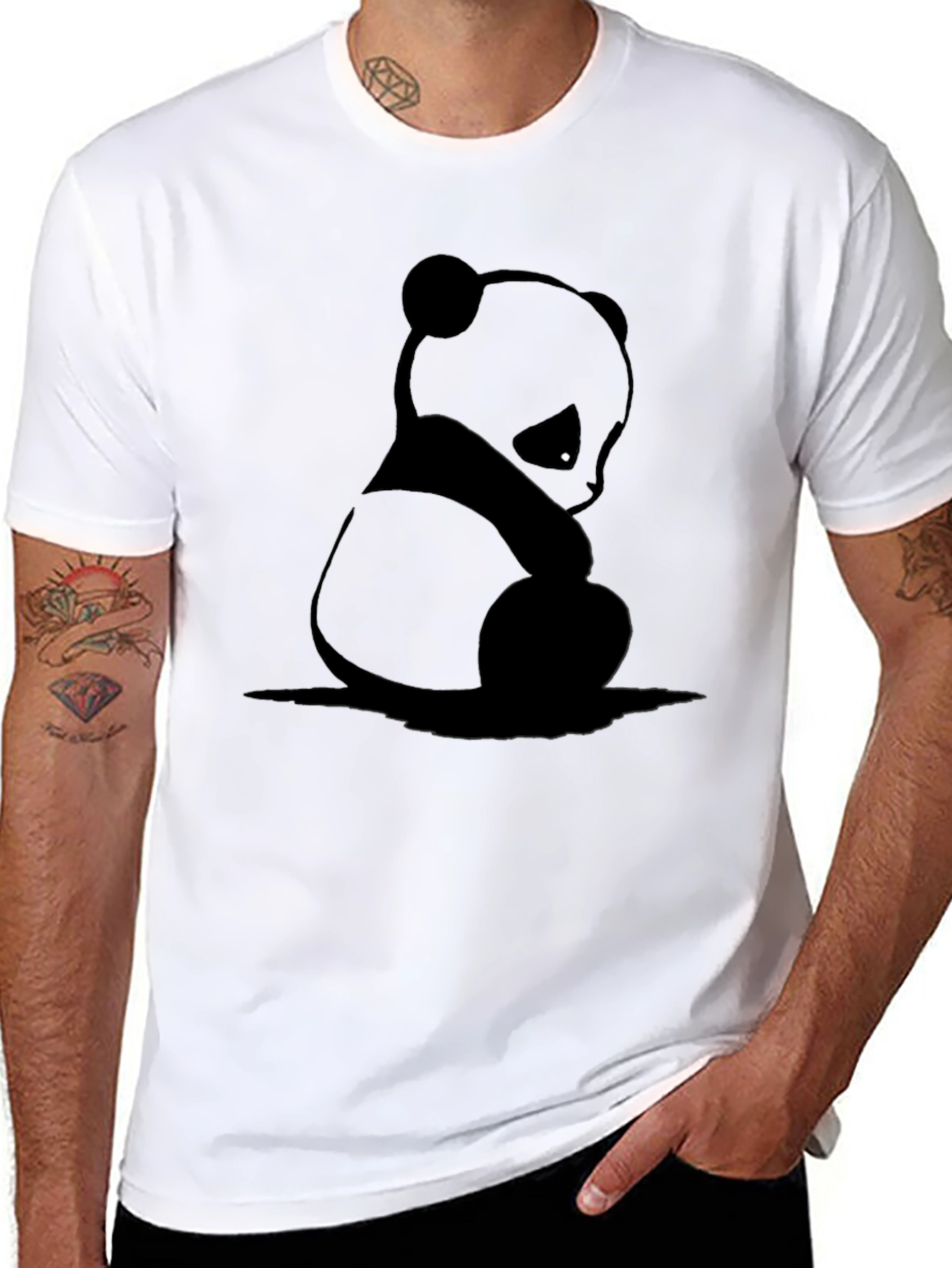 Black Sad Panda Black T-Shirt - Men's Graphic Tee view 8