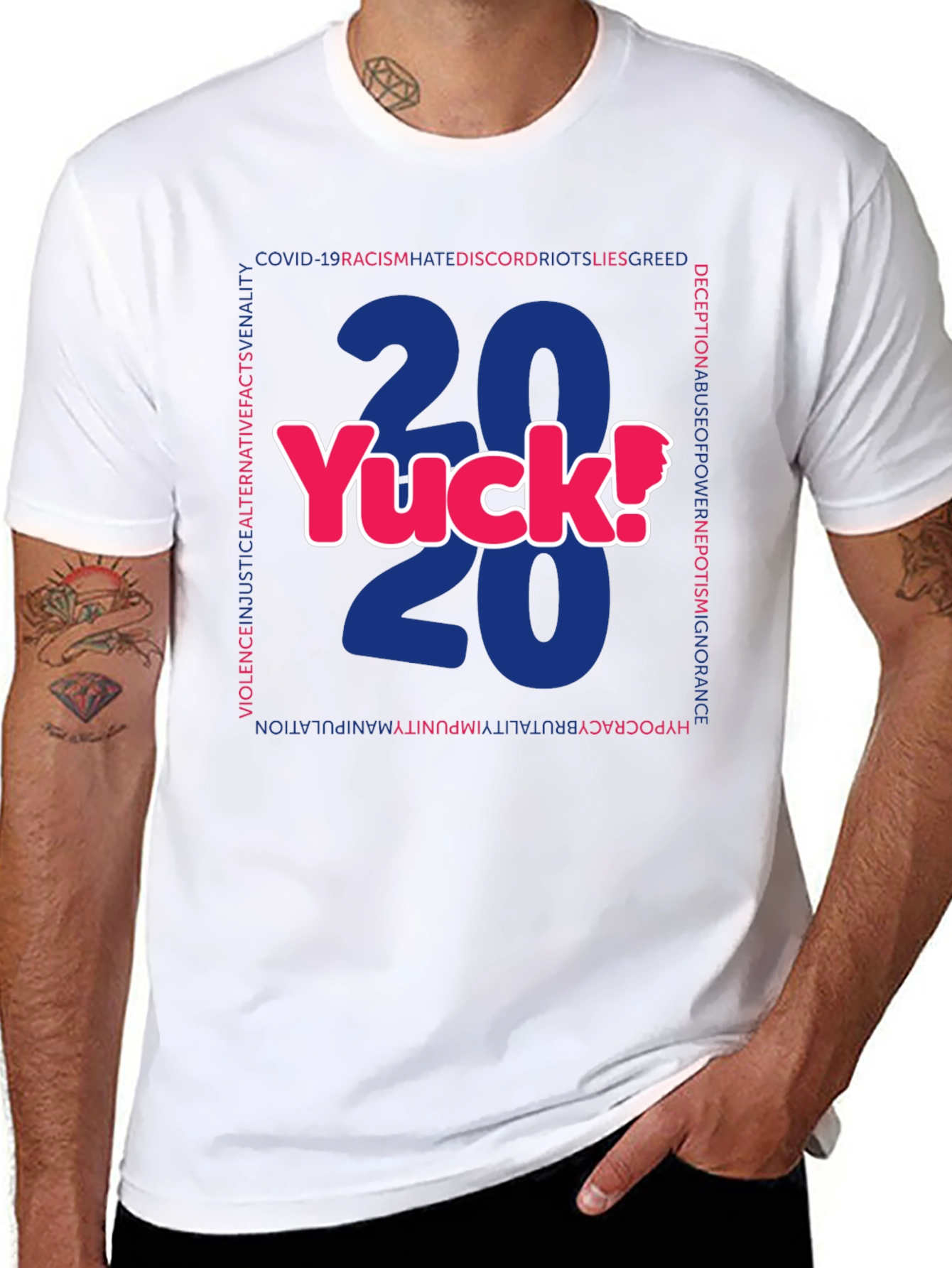 Black 2020 Yuck! Graphic Print Crew Neck T-Shirt view 8