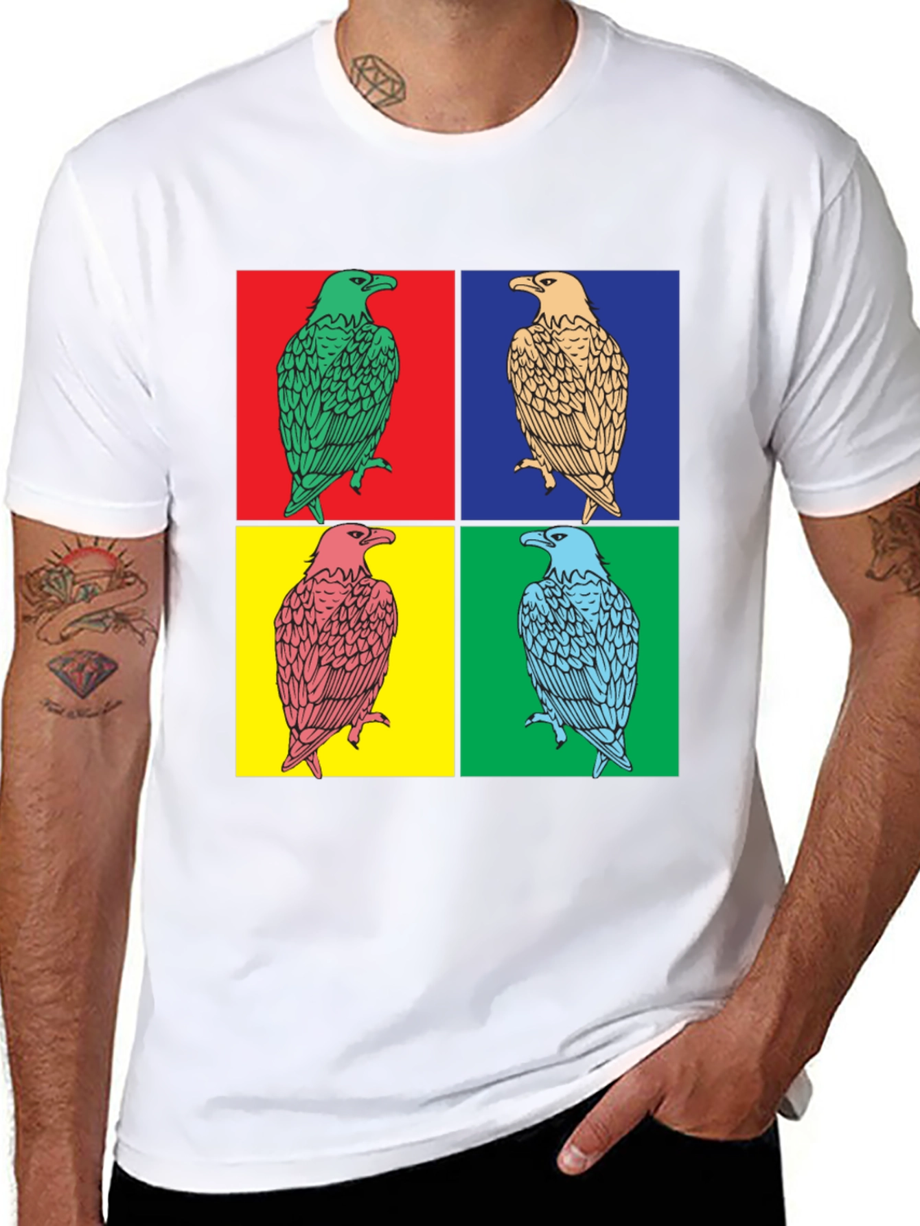 Black Pop Art Eagle Graphic Tee - Bold Style view 8