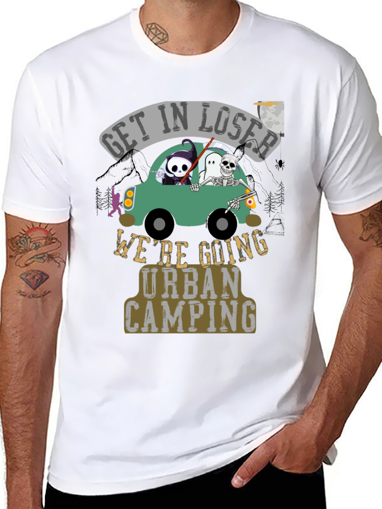 Black Urban Camping Graphic T-Shirt view 8