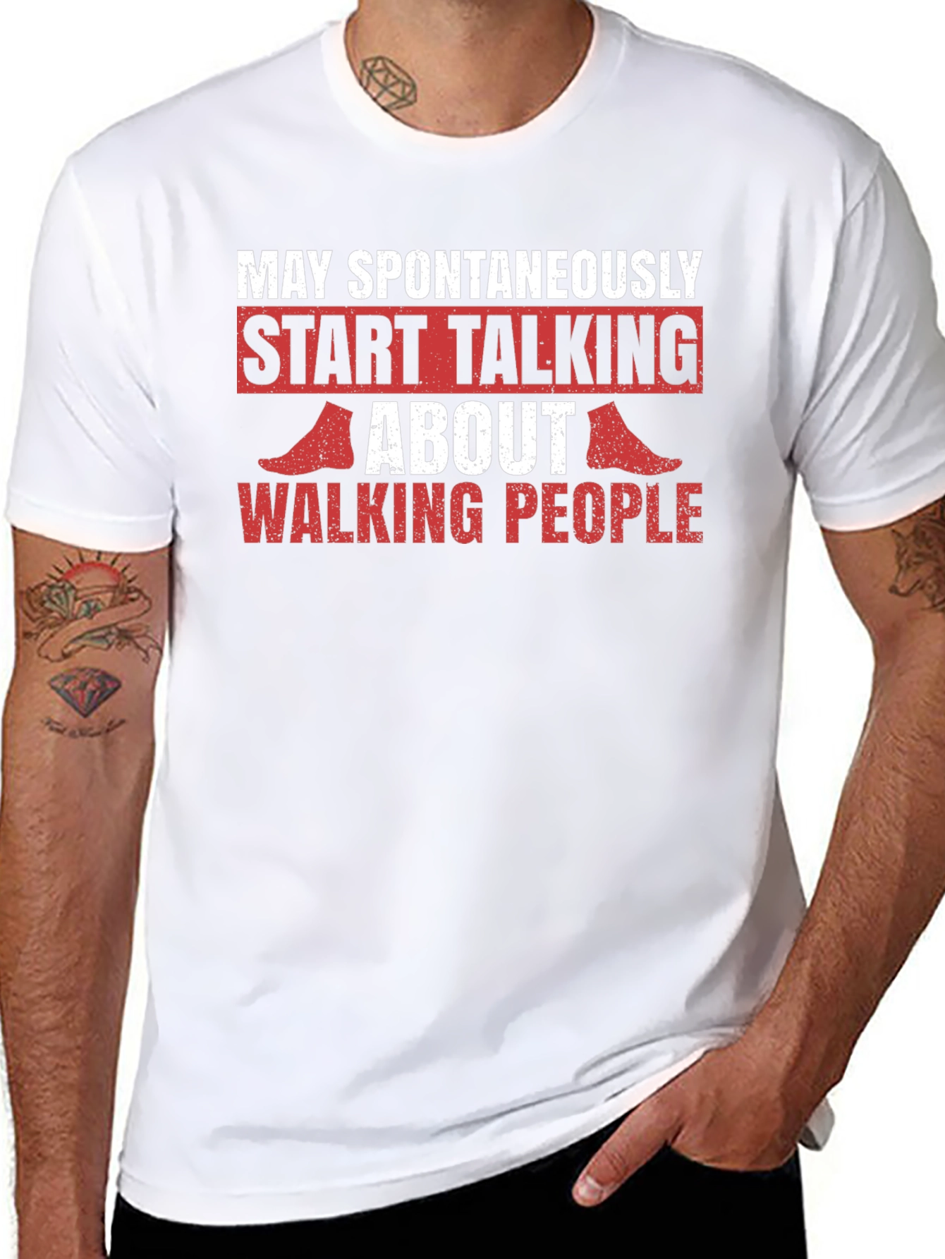 Black Funny Walking People T-Shirt view 8