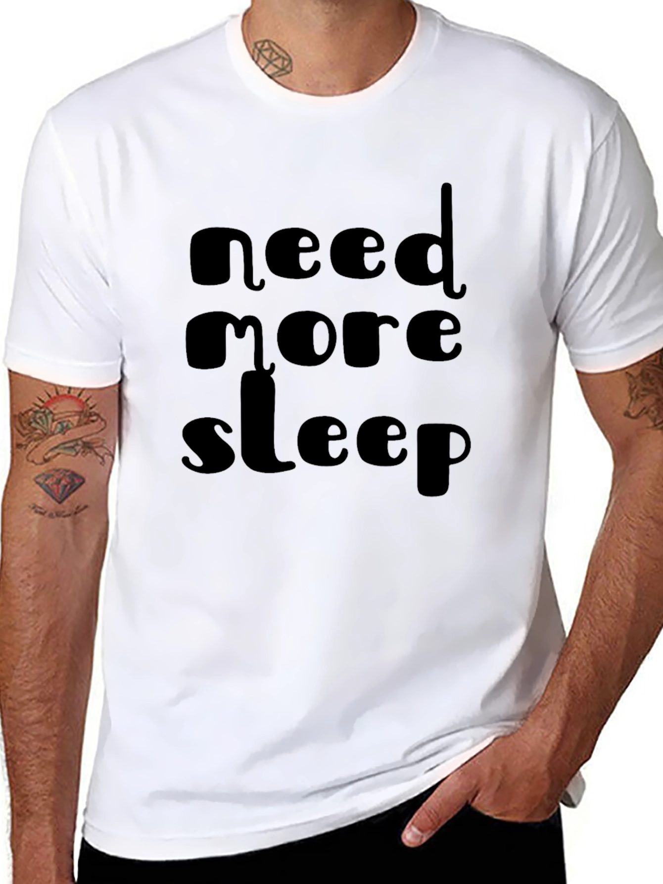 Black Need More Sleep Black Graphic Tee view 8