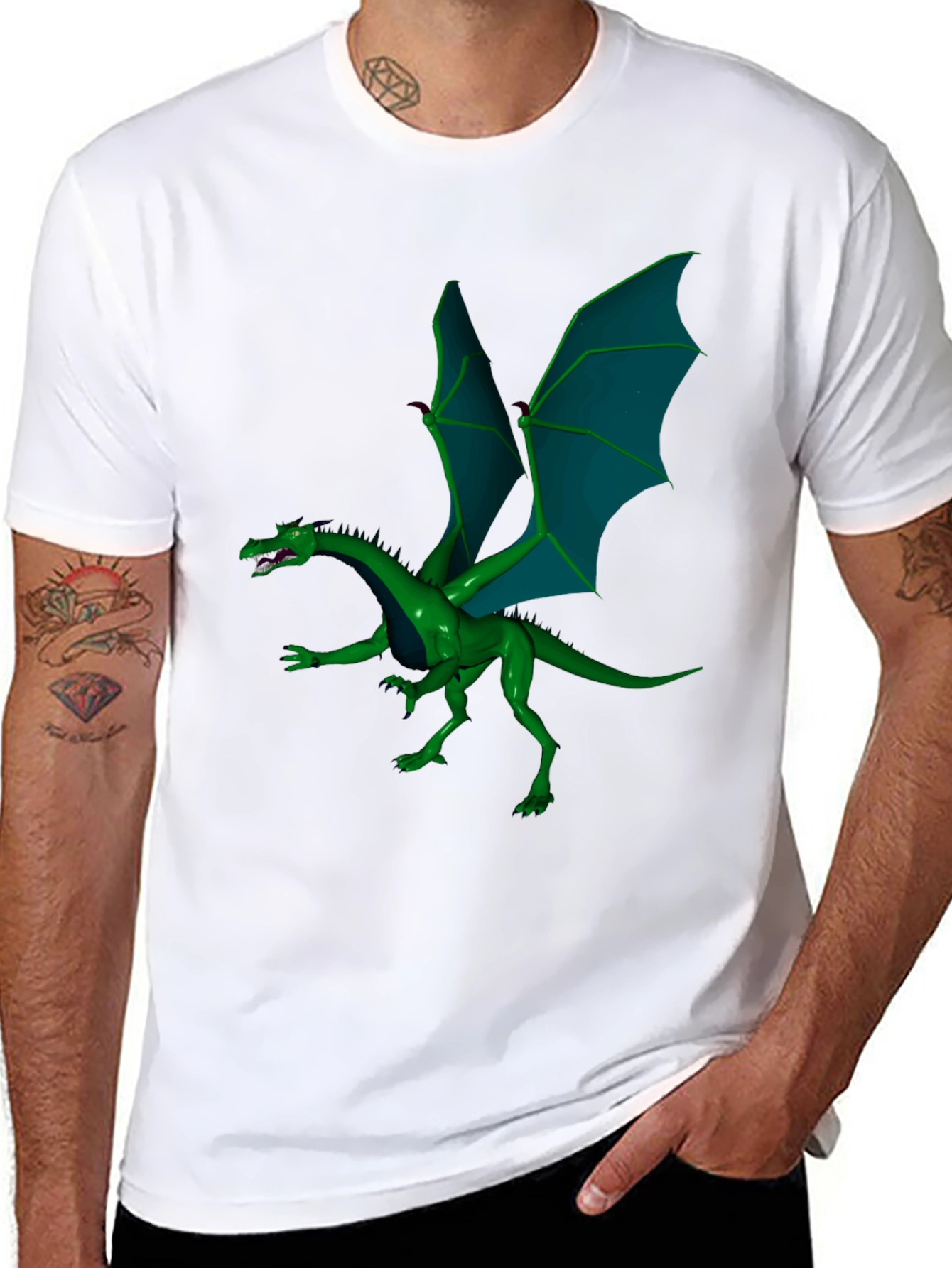 Black Green Dragon Graphic Tee view 8