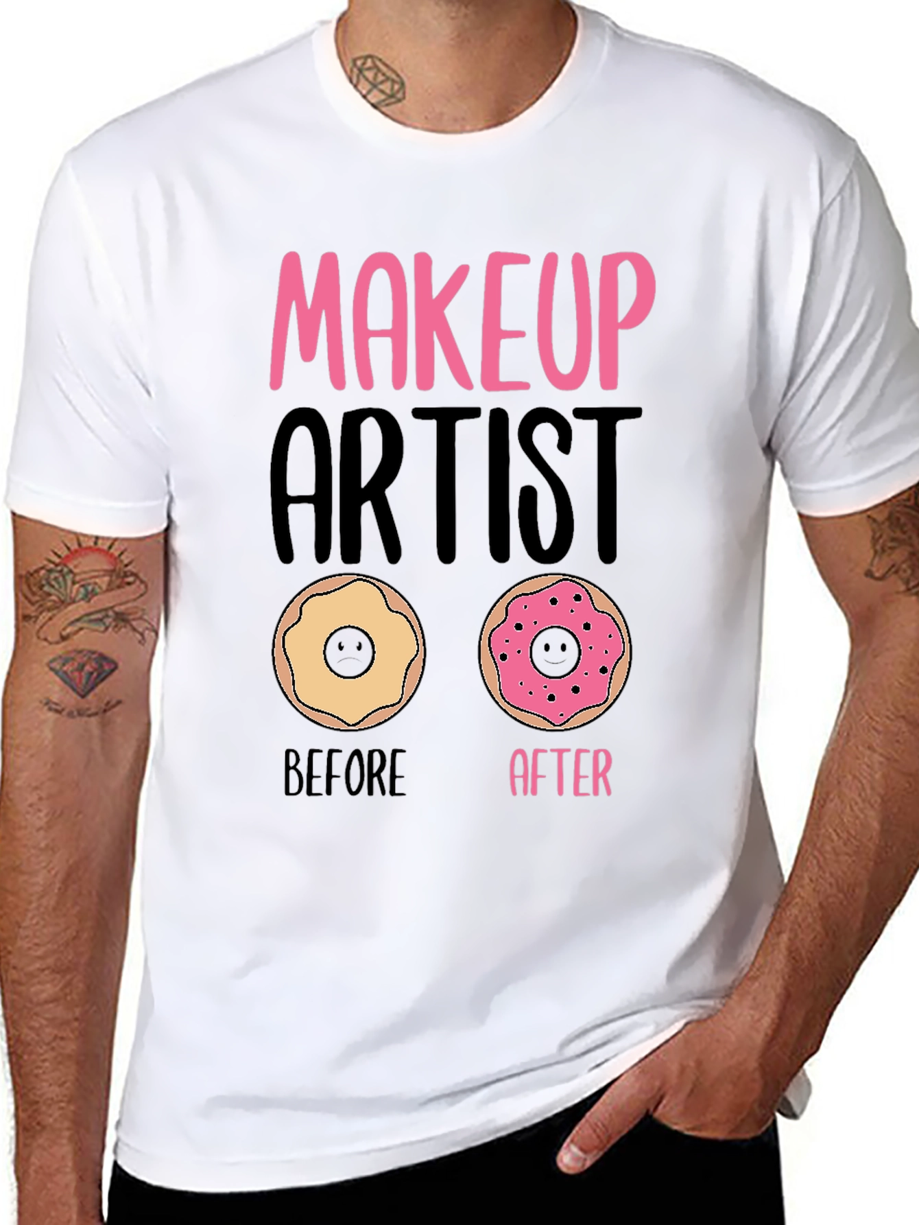 Black Makeup Artist Donut T-Shirt Funny Graphic Tee view 8