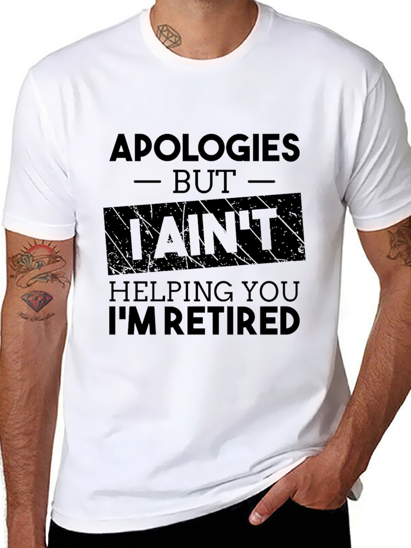 Black Apologies I'm Retired Black T-Shirt view 8