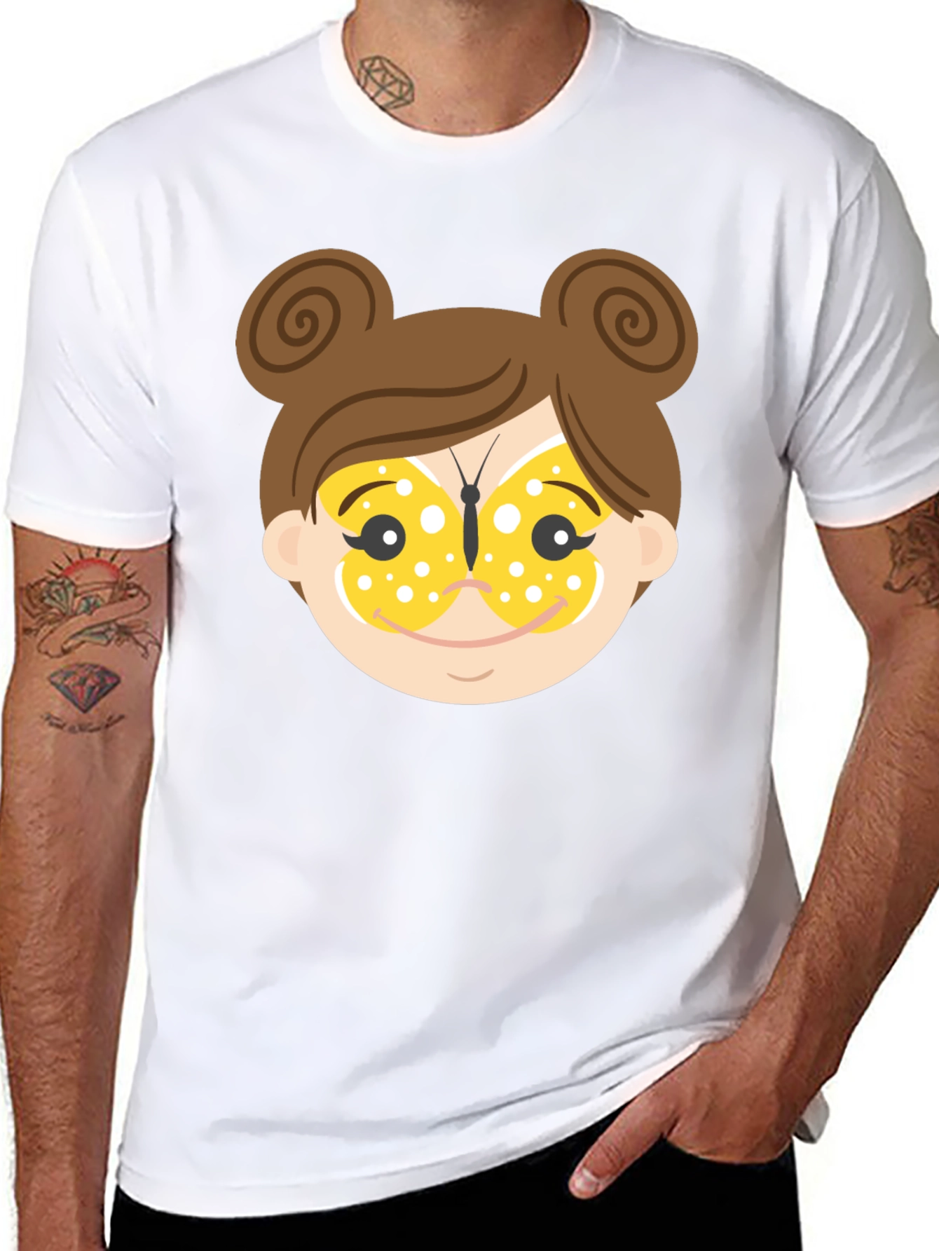 Black Cartoon Girl Face T-Shirt view 8