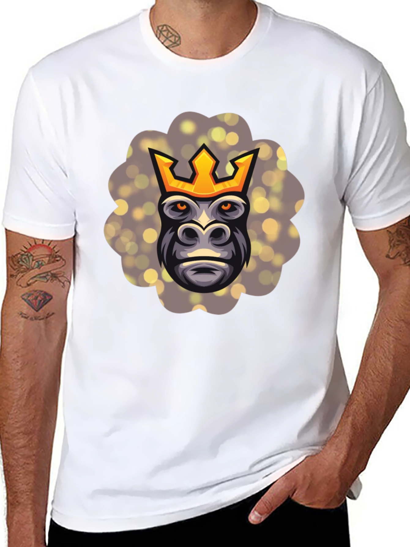 Black King Kong T-Shirt - Gorilla with Crown Graphic Tee view 8