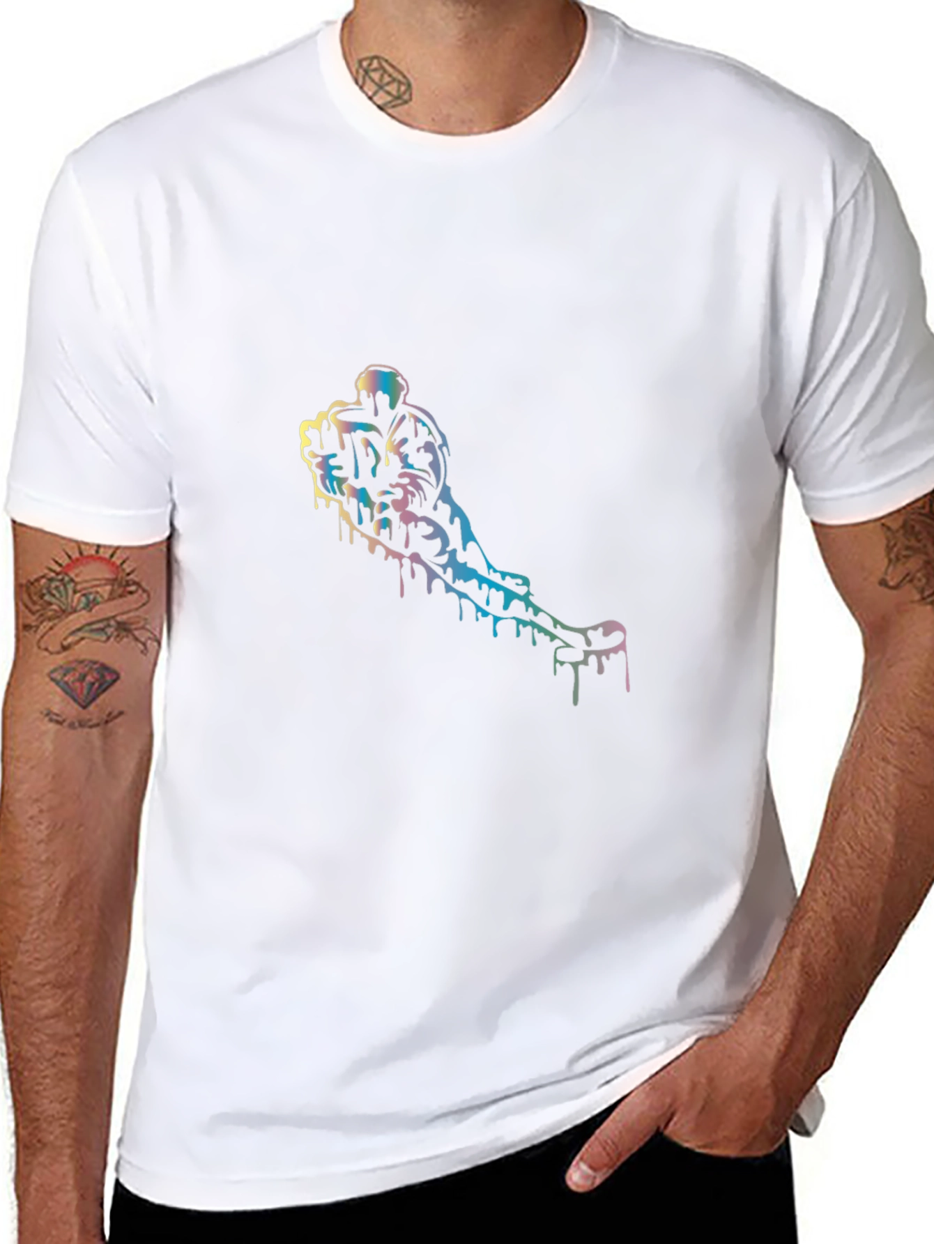Black Unique Drip Art T-Shirt - Cool Graphic Tee view 8