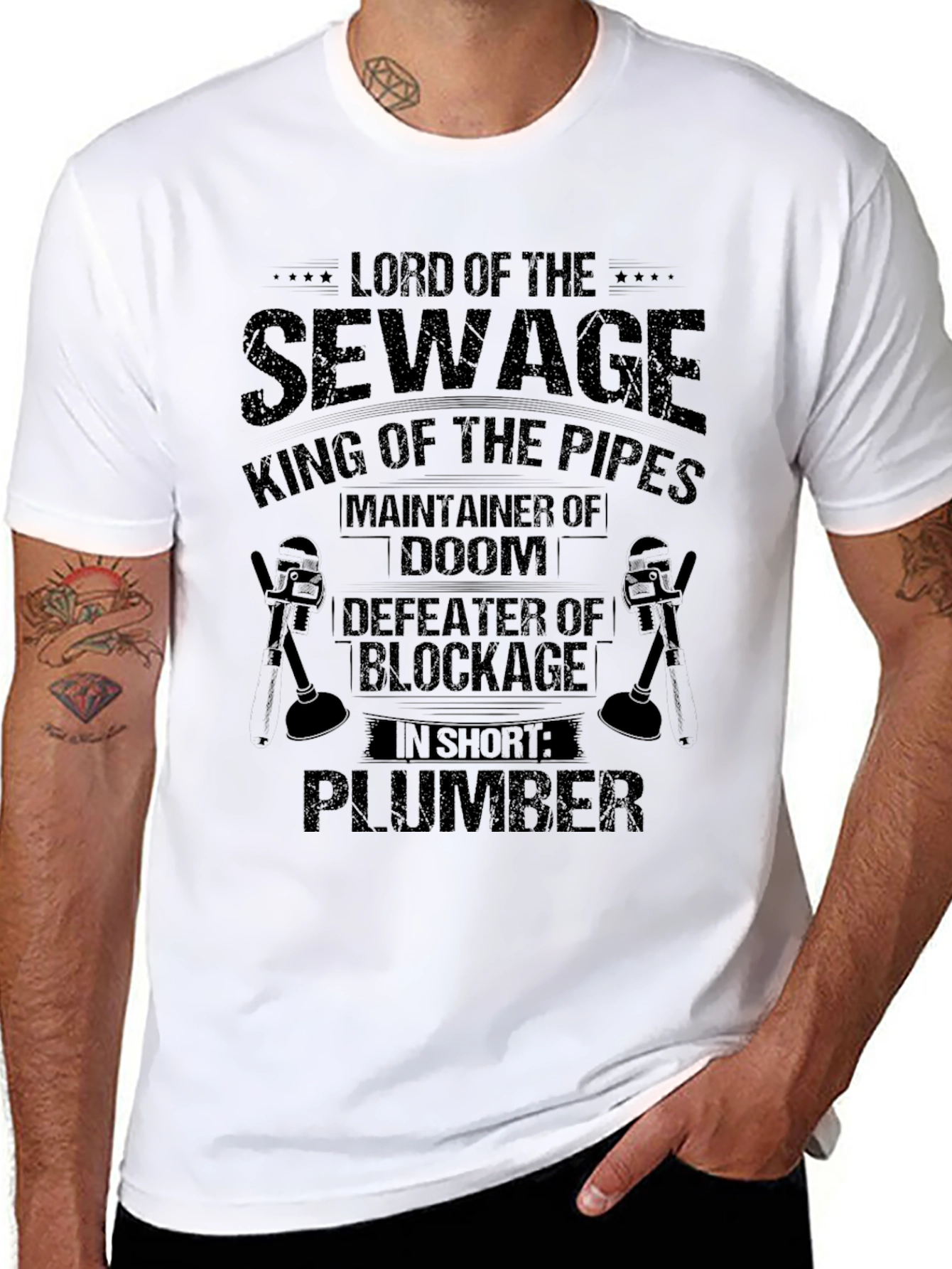 Black Lord of Sewage Plumber Graphic T-Shirt view 8
